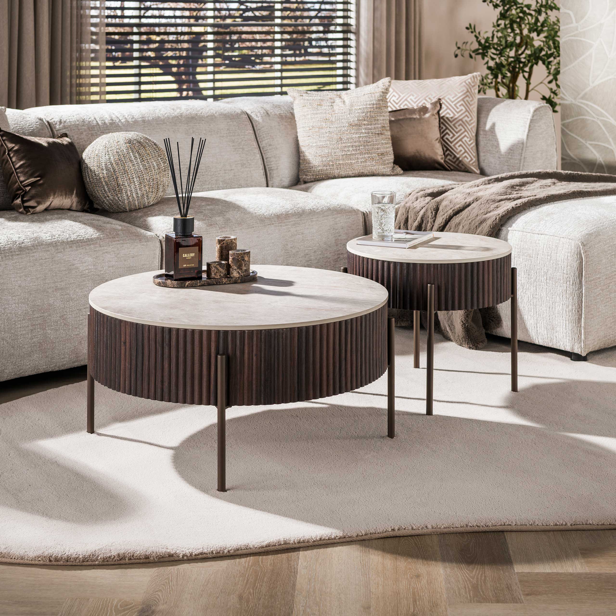Coffee table set Ceramo rond (2-piece) in 3D ceramic Taj Mahal - Emmo Design