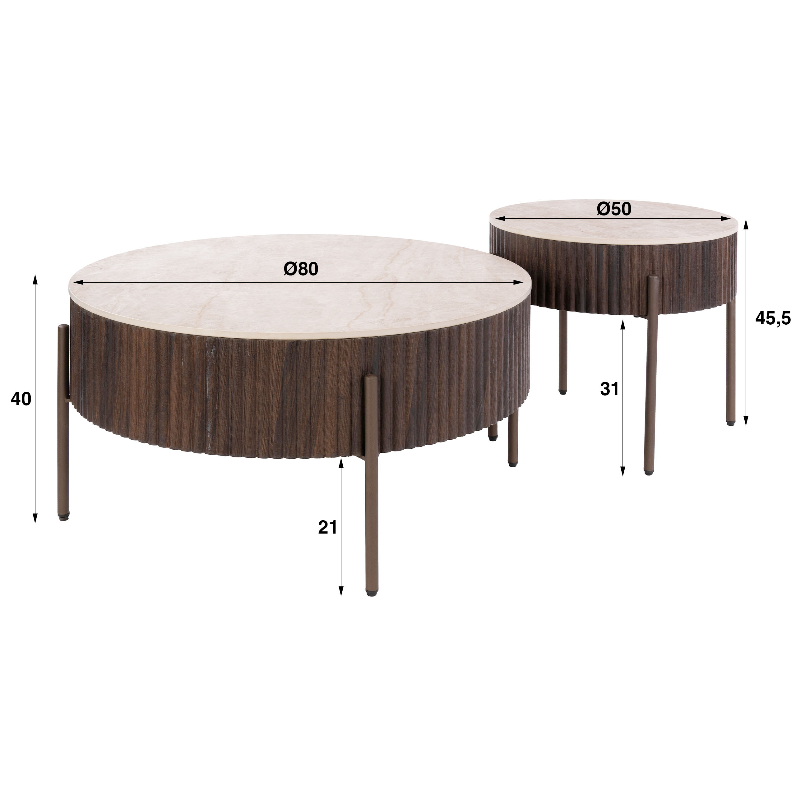 Salontafel Ceramo rond set van 2 / 3D keramiek Taj Mahal - Zijlstra