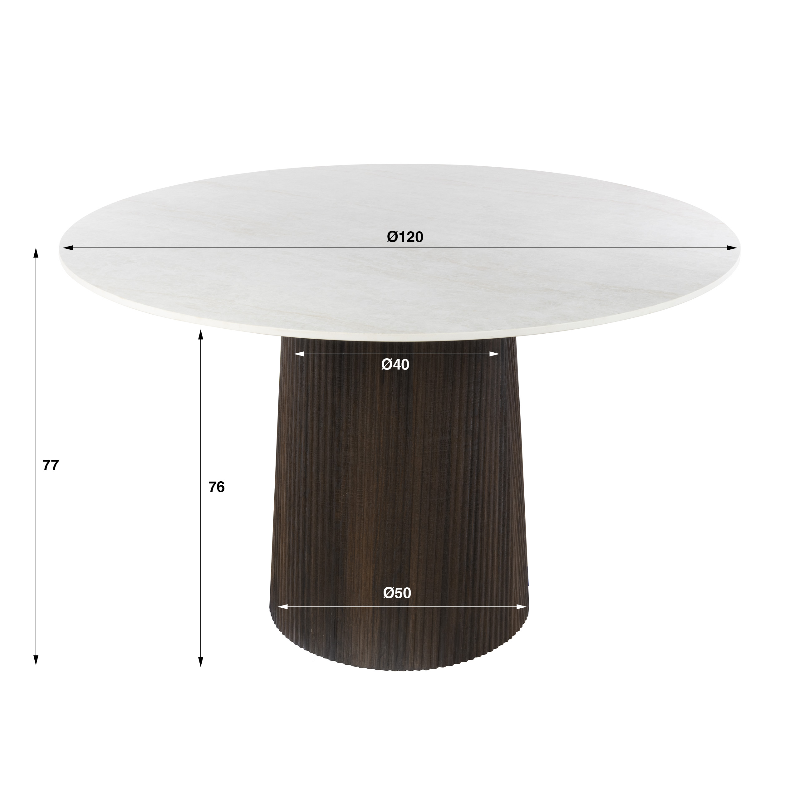 Dining table Ceramo Centro round Ø120cm / 3D ceramic Taj Mahal - Zijlstra