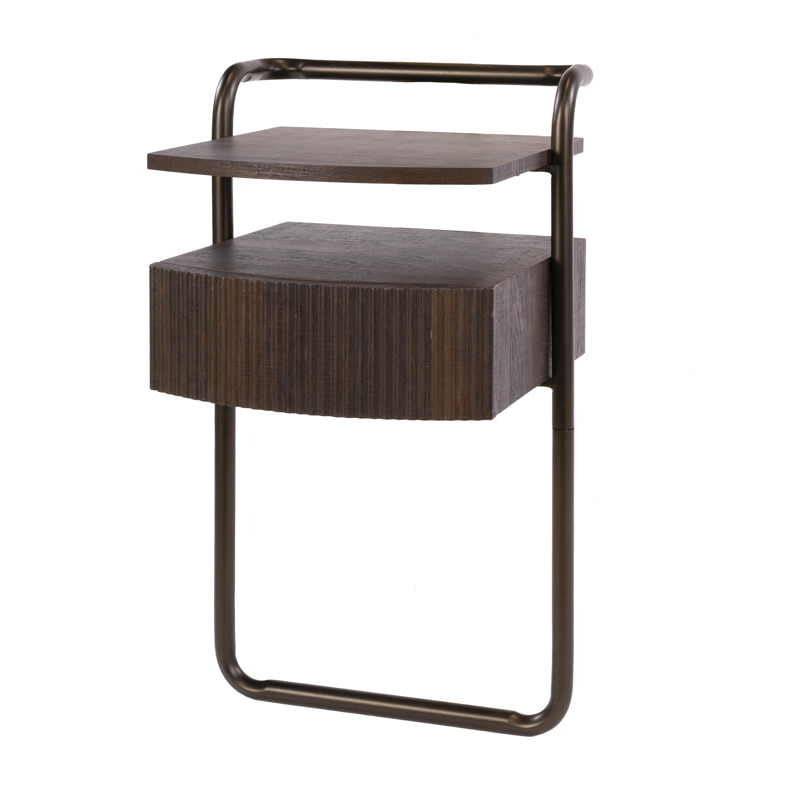 Bend Bedside Table 1 drawer / 3D oak dark brown - Zijlstra