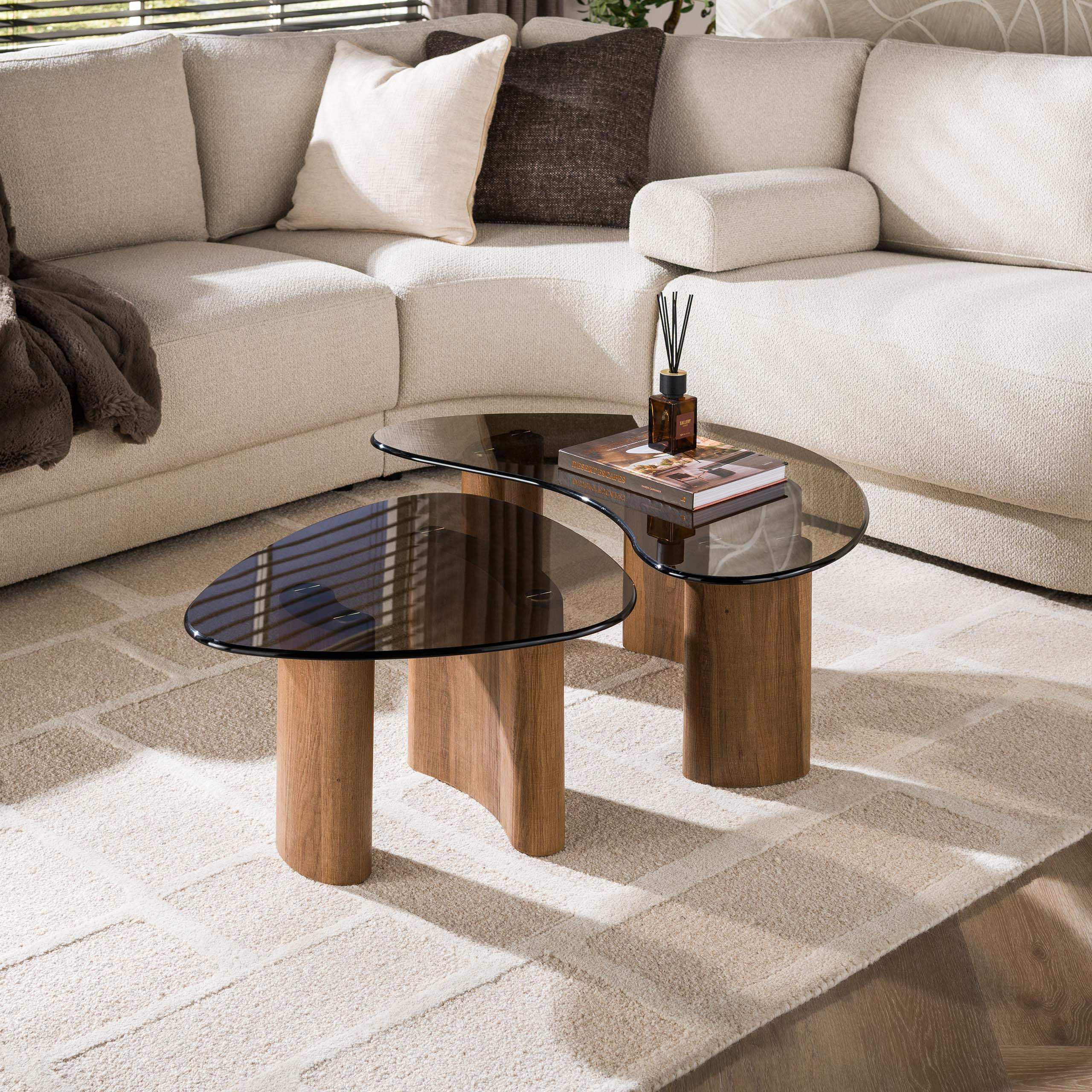 Salontafel Tinto organisch set van 2 / Brons glas - Zijlstra