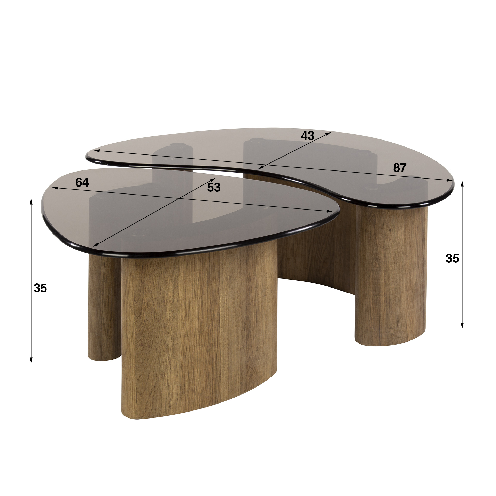 Salontafel Tinto organisch set van 2 / Brons glas - Zijlstra