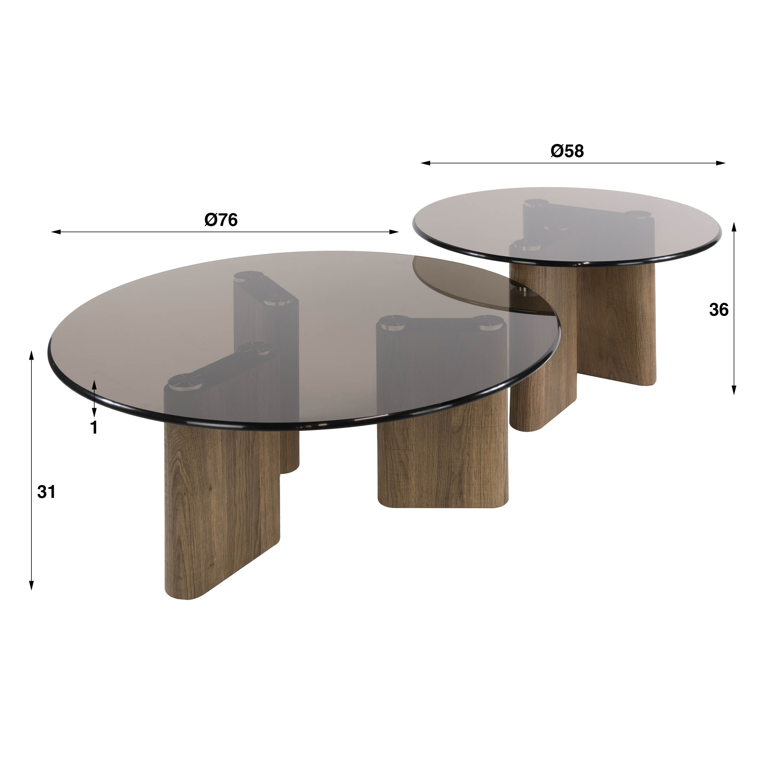 Salontafel Tinto rond set van 2 / Brons glas - Zijlstra