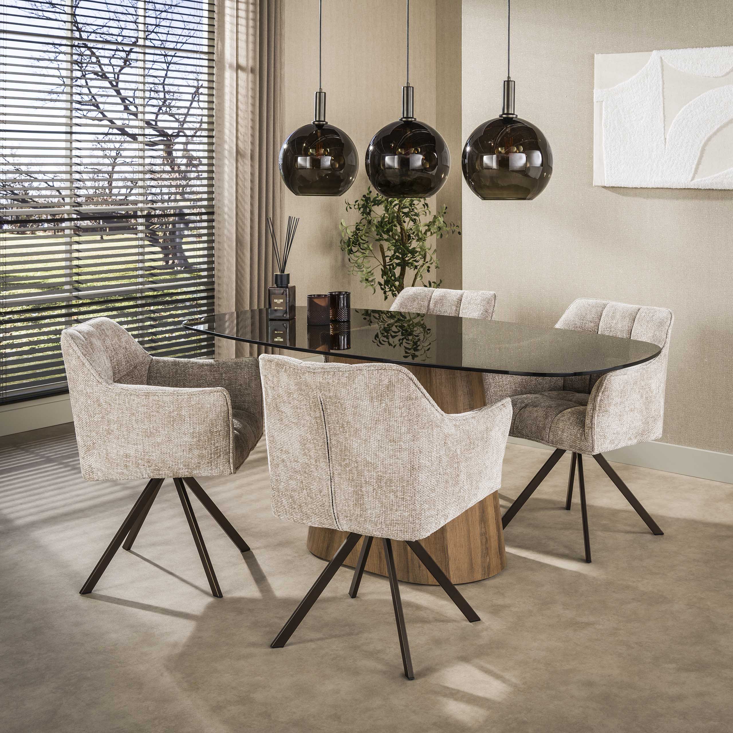 Eettafel Tinto Centro deens ovaal 180cm / Brons glas - Zijlstra