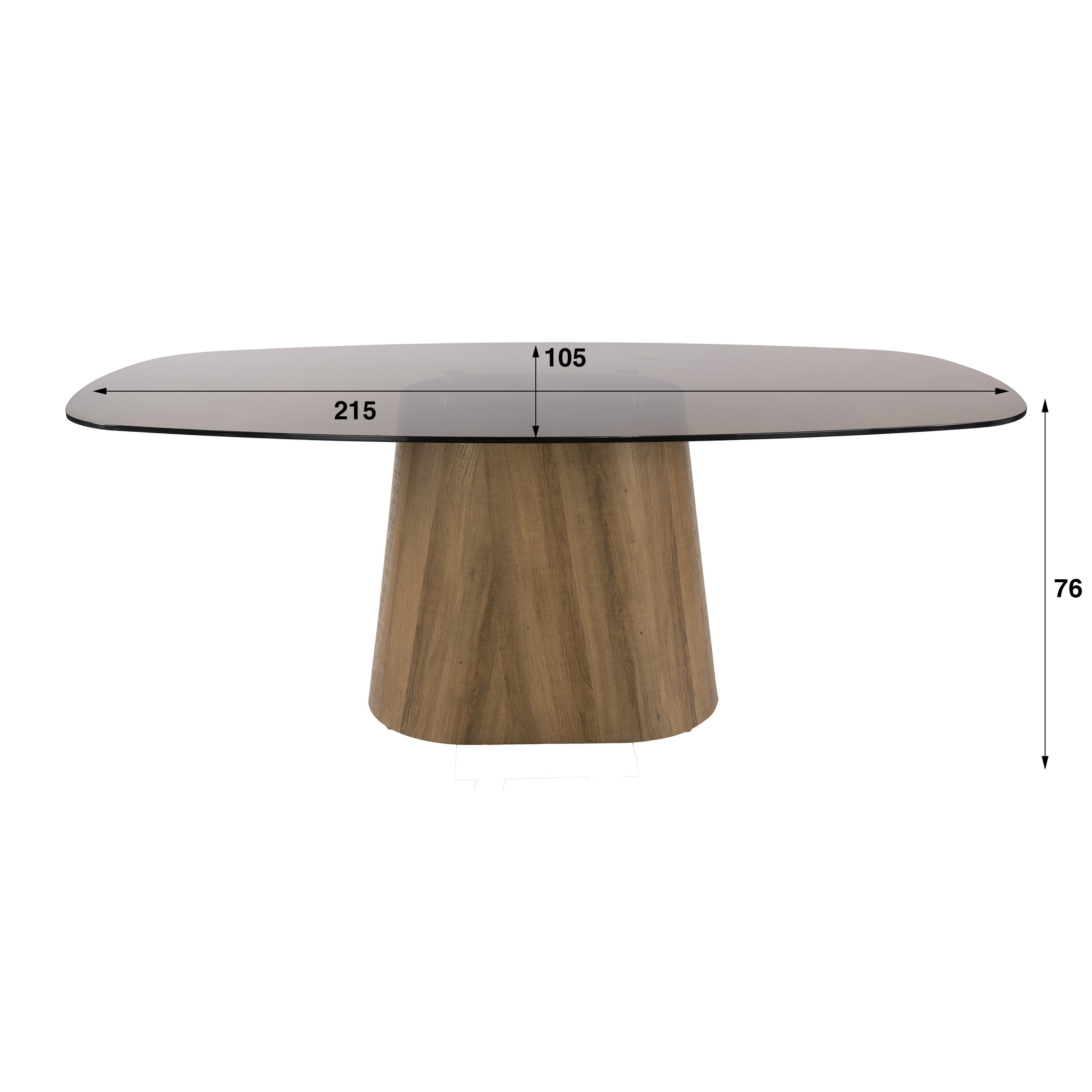 Eettafel Tinto Centro deens ovaal 180cm / Brons glas - Zijlstra