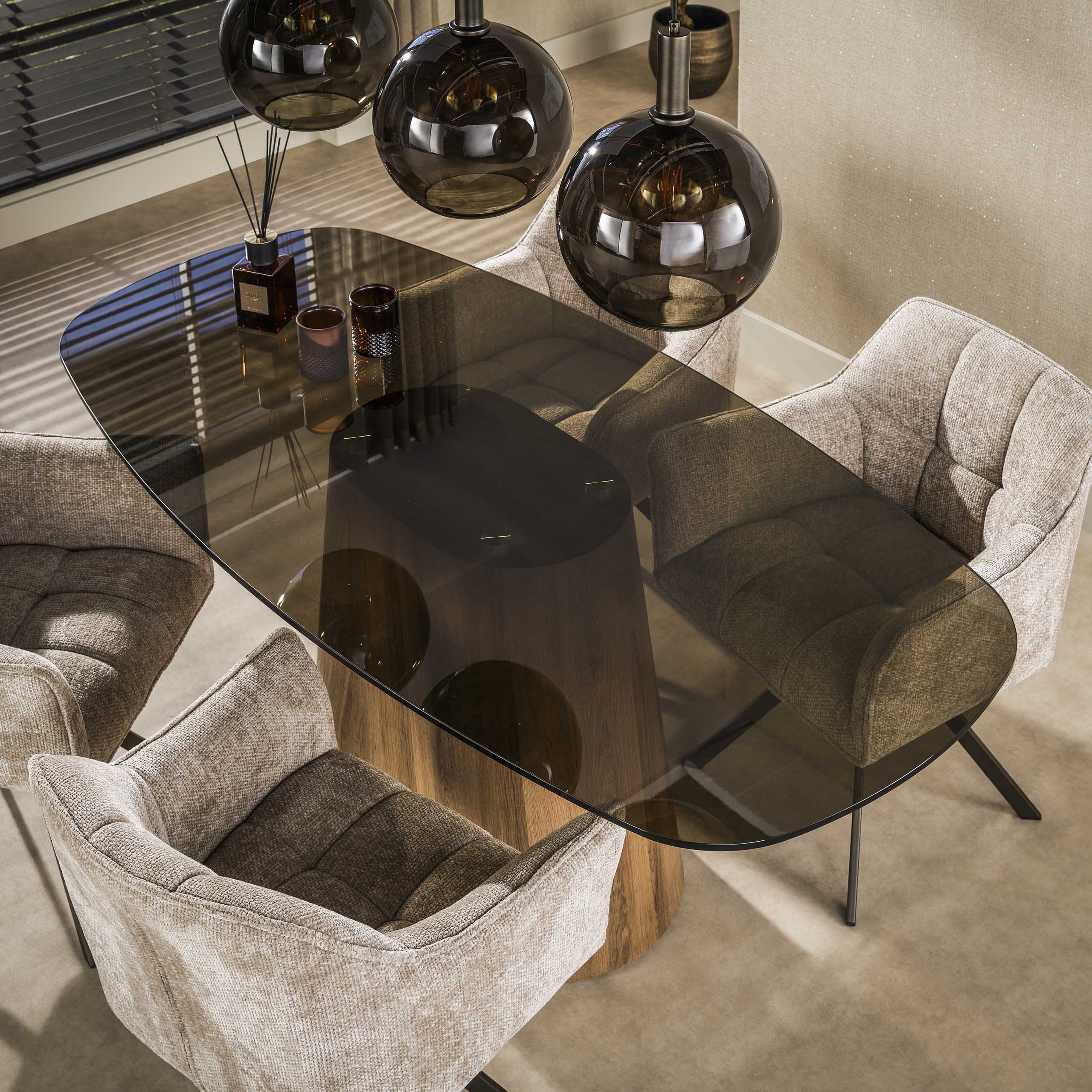 Eettafel Tinto Centro deens ovaal 180cm / Brons glas - Zijlstra