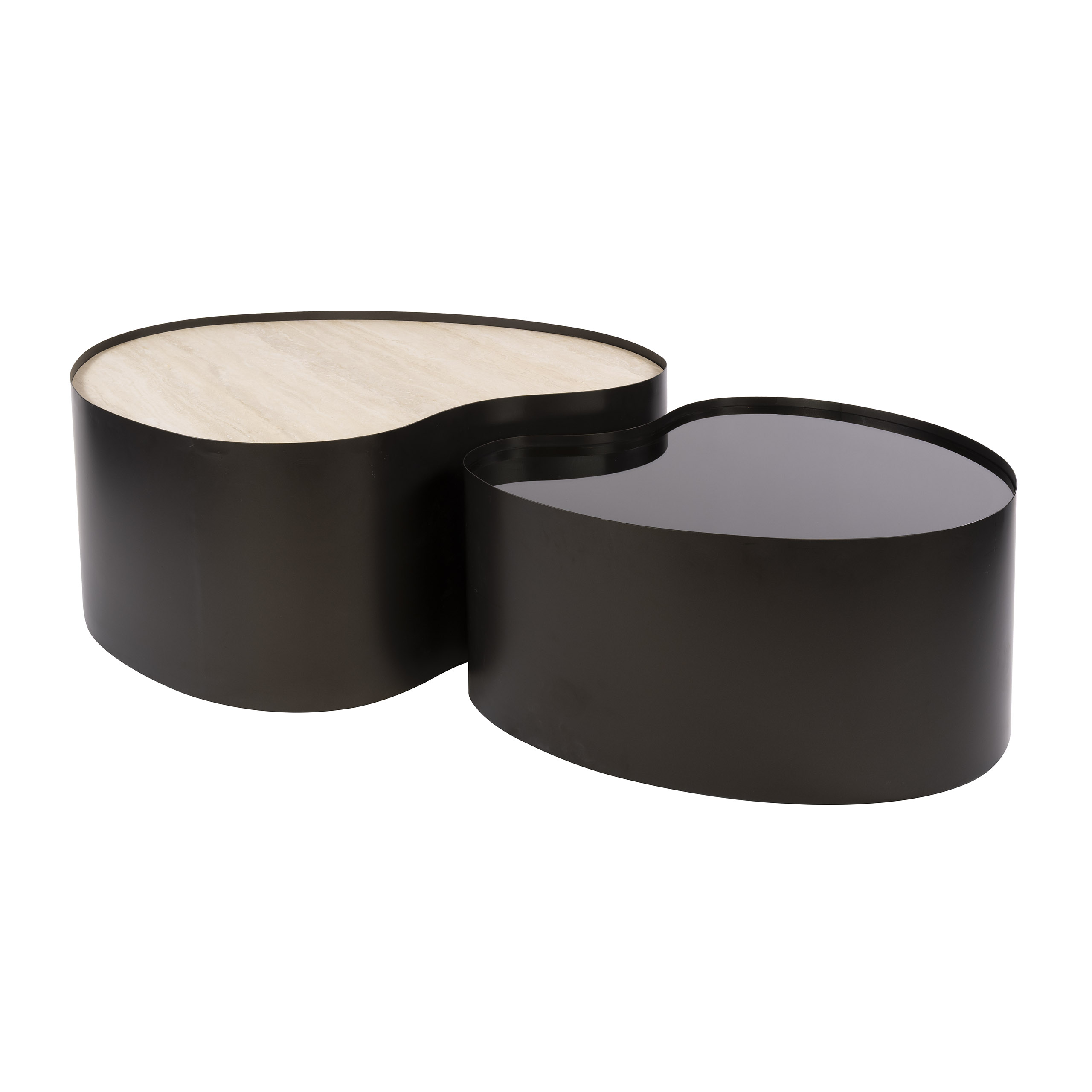 Salontafel Metal organisch set van 2 / 3D keramiek travertin - Zijlstra