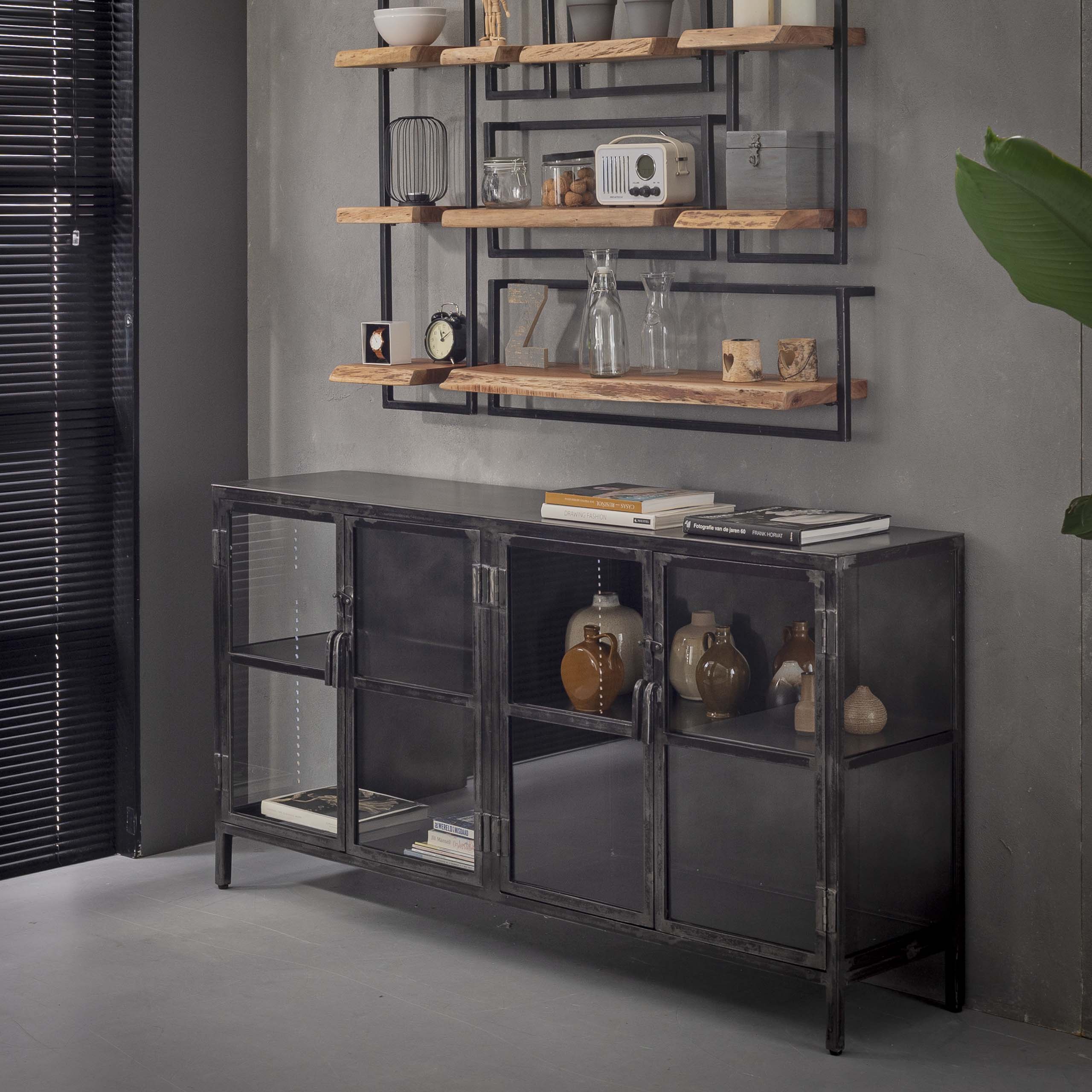 Dressoir Rift Metal 4 deuren / Gunmetal - Zijlstra