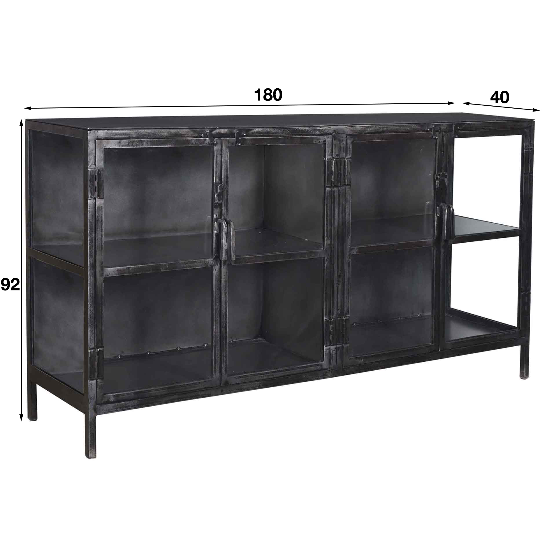Sideboard Rift Metal 4 doors / Gunmetal - Zijlstra