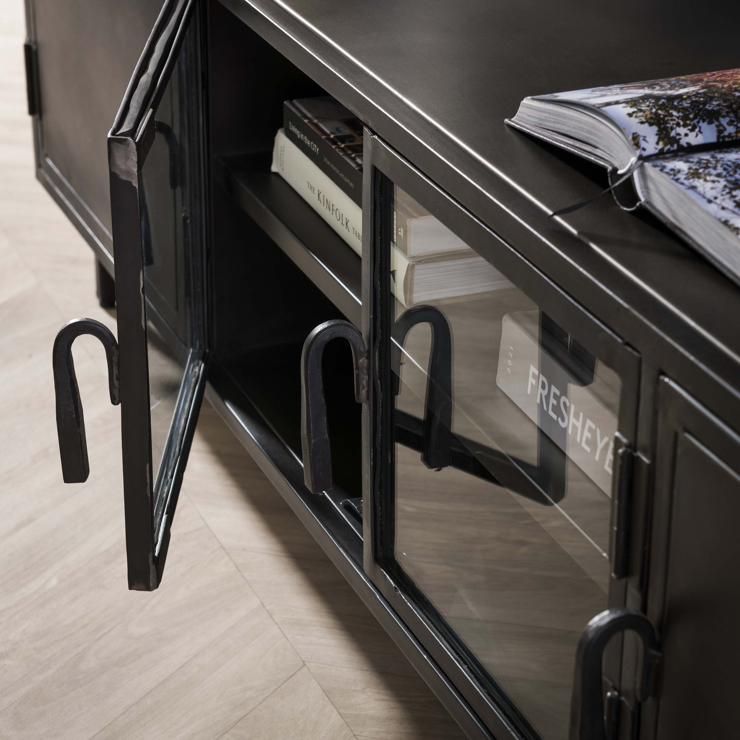 TV-Lowboard Rift Metal 4 Türen in Gunmetal - Emmo Design