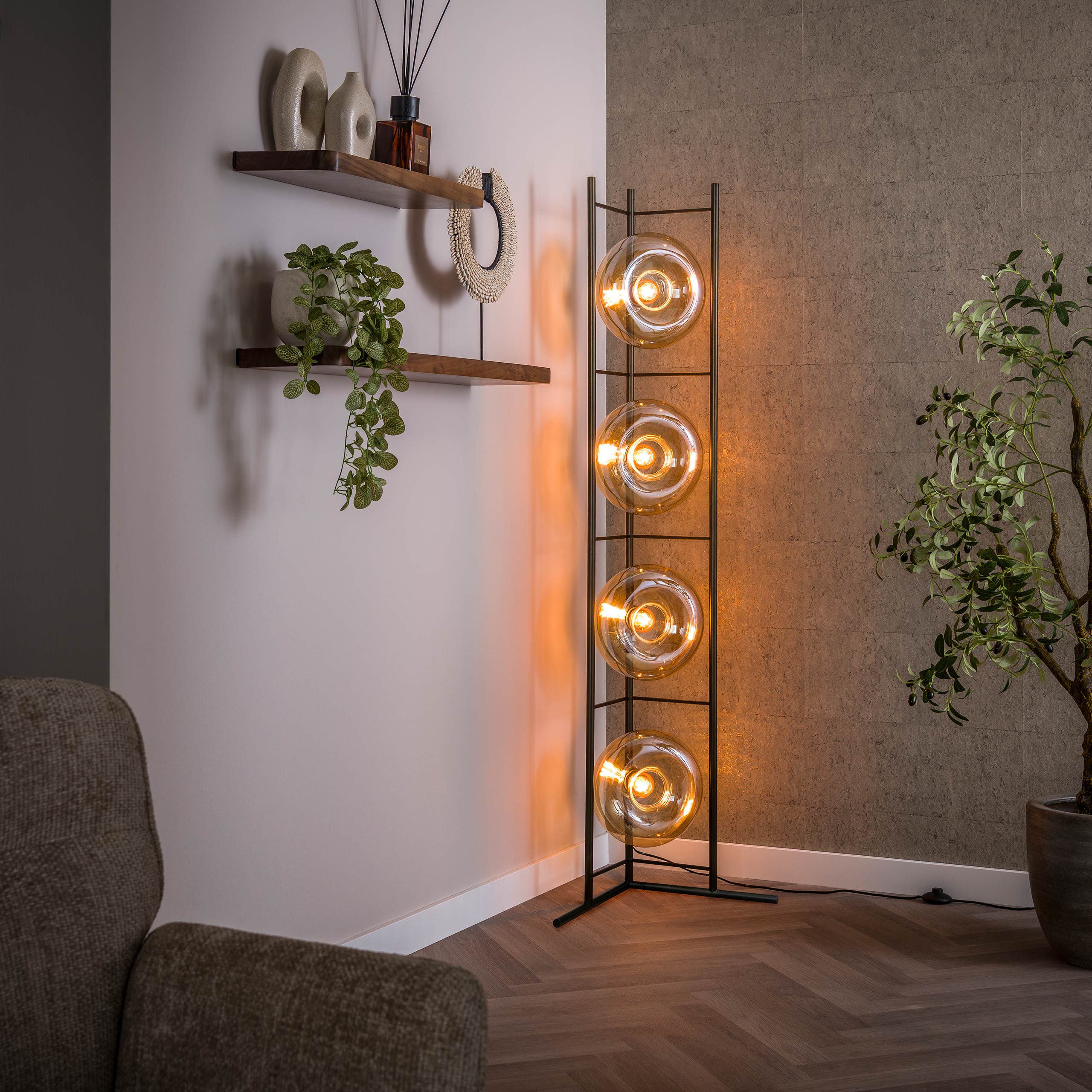 Floor lamp Soll 4-light / Amber glass - Zijlstra