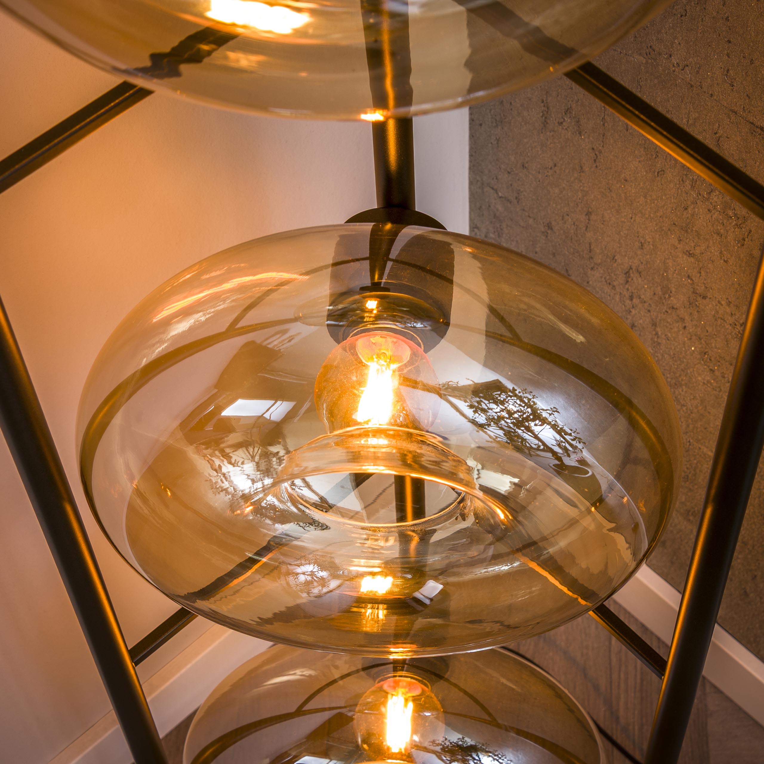 Vloerlamp Soll 4-lichts / Amber glas - Zijlstra