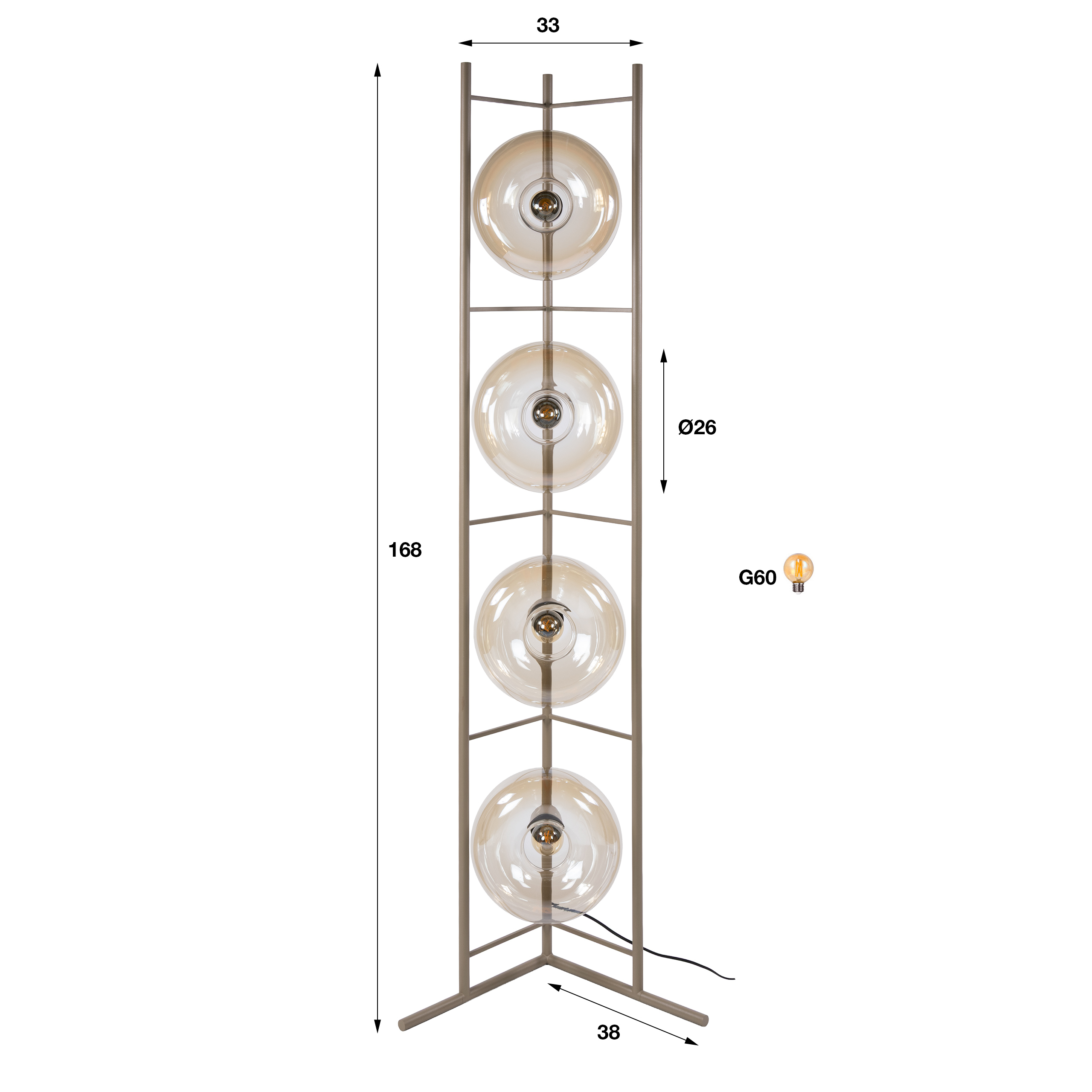 Floor lamp Soll 4-light / Beige - Zijlstra