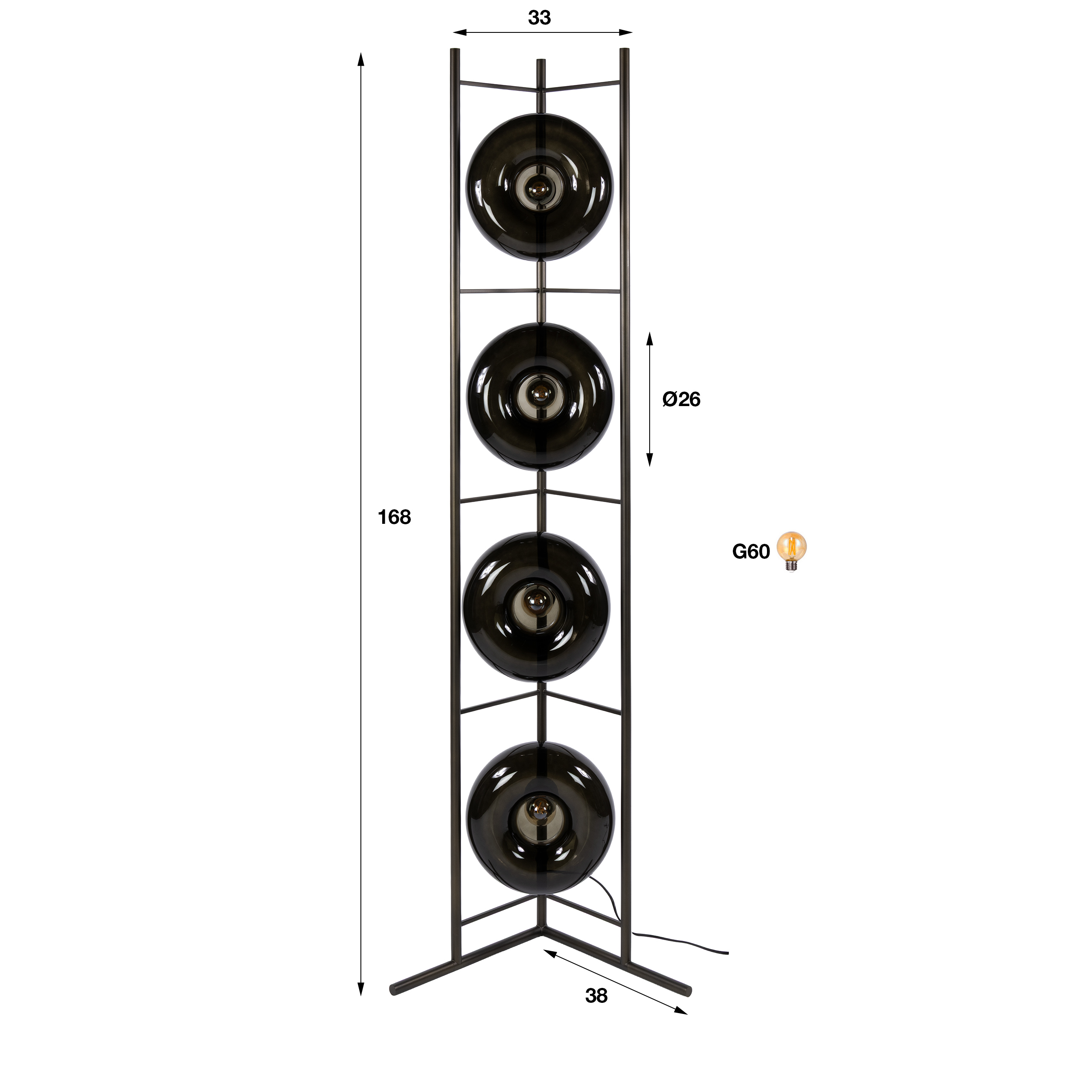 Floor lamp Soll 4-light / Sienna brown - Zijlstra