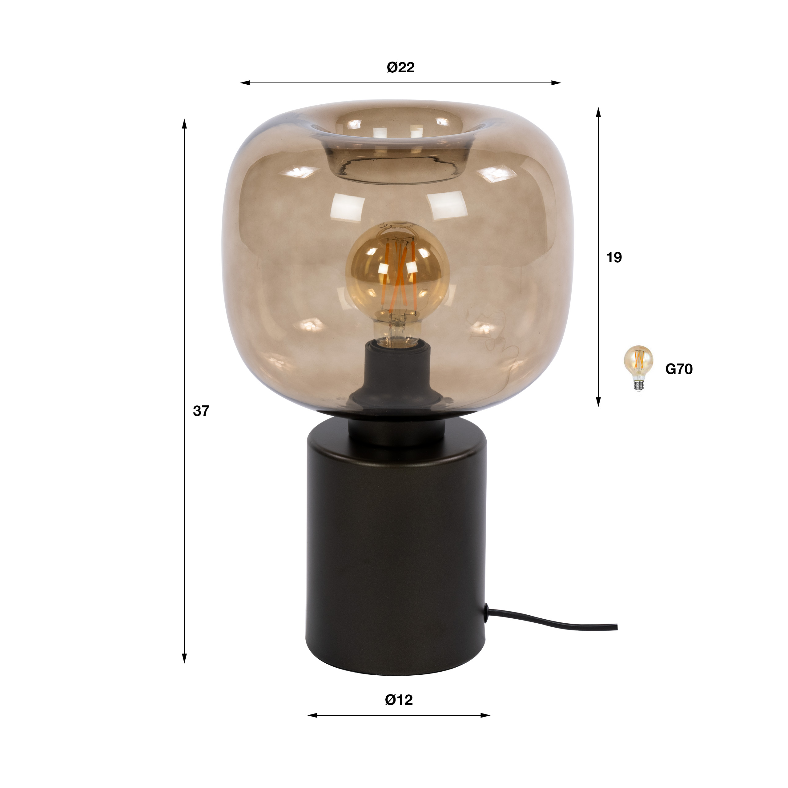 Tischlampe Serene 1-flammig / Sienna braun - Zijlstra
