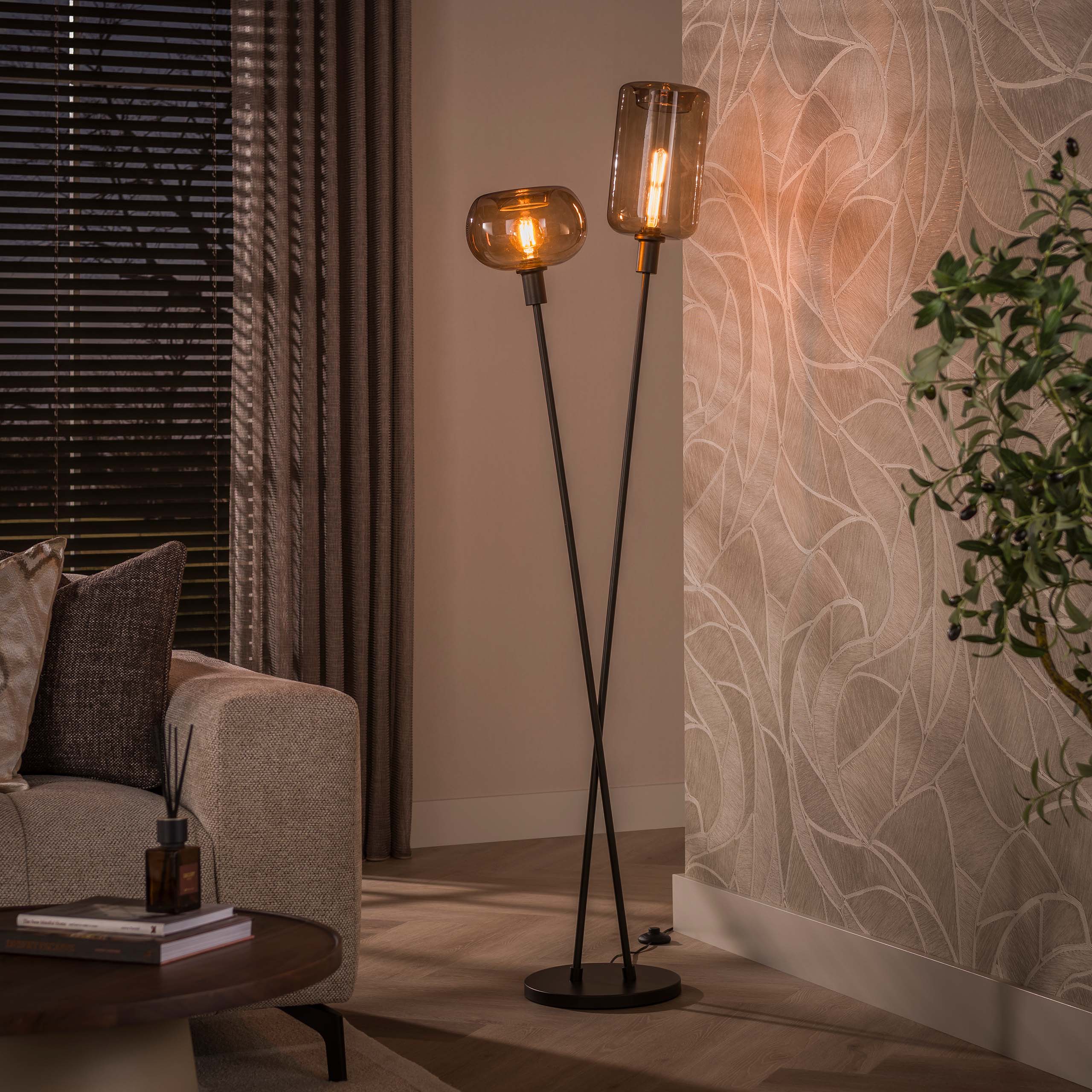 Floor Lamp Serene 2-light / Sienna brown - Zijlstra
