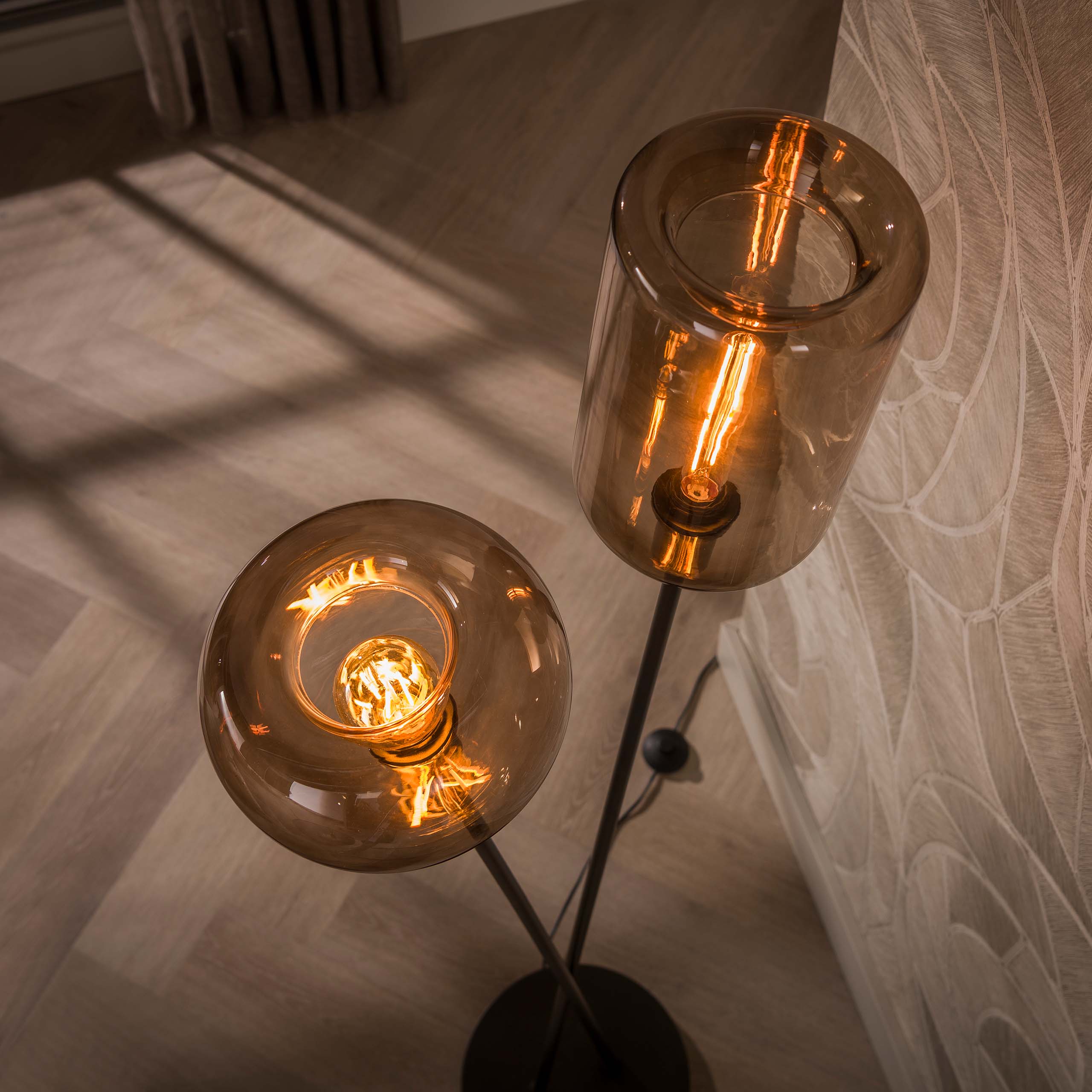 Stehlampe Serene 2-flammig / Sienna braun - Zijlstra