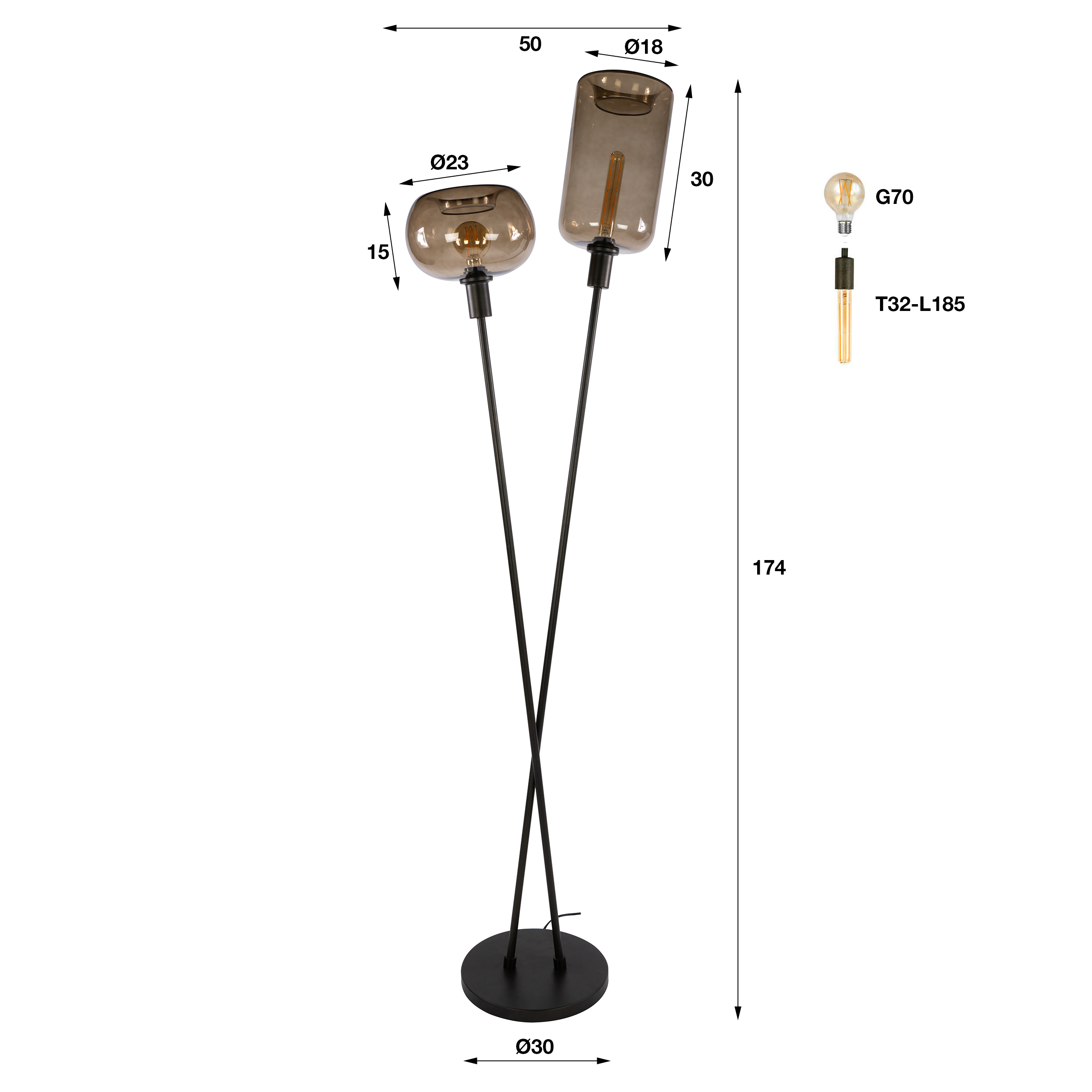 Stehleuchte Serene 2-flammig in Sienna Braun - Emmo Design