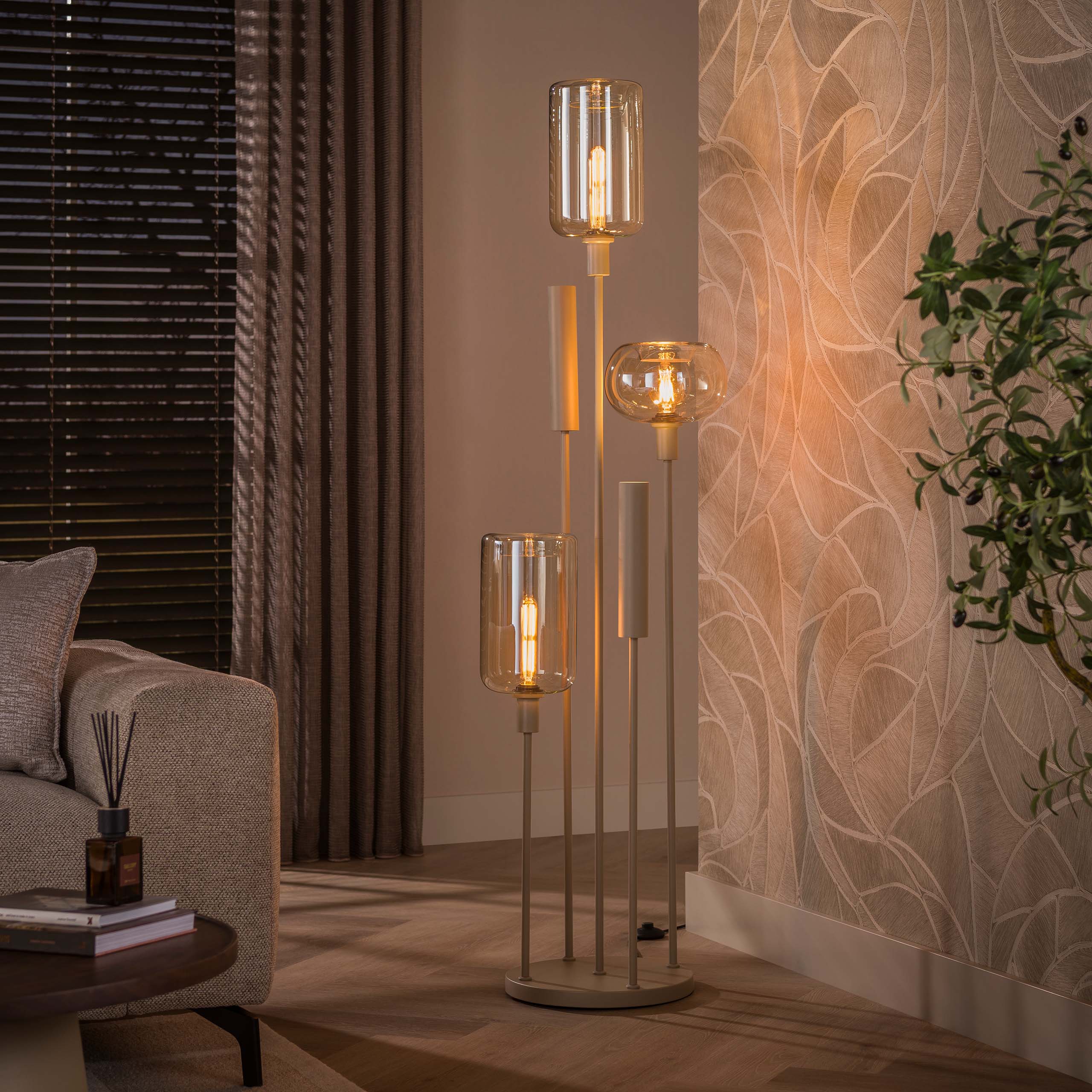 Floor Lamp Serene switch stepped 2+3-light / Beige - Zijlstra