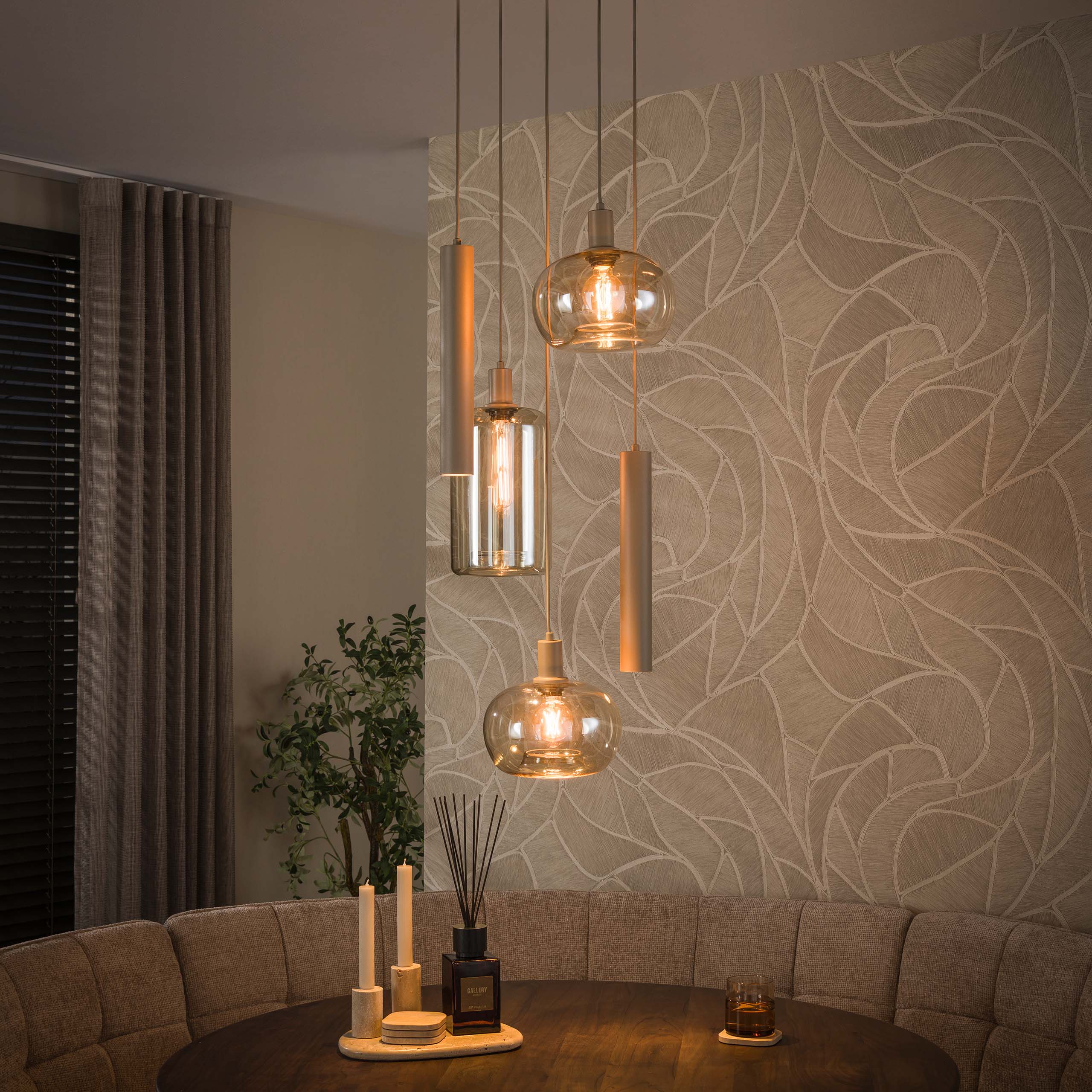 Pendelleuchte Serene getrapt 5-lichts, Beige - Zijlstra