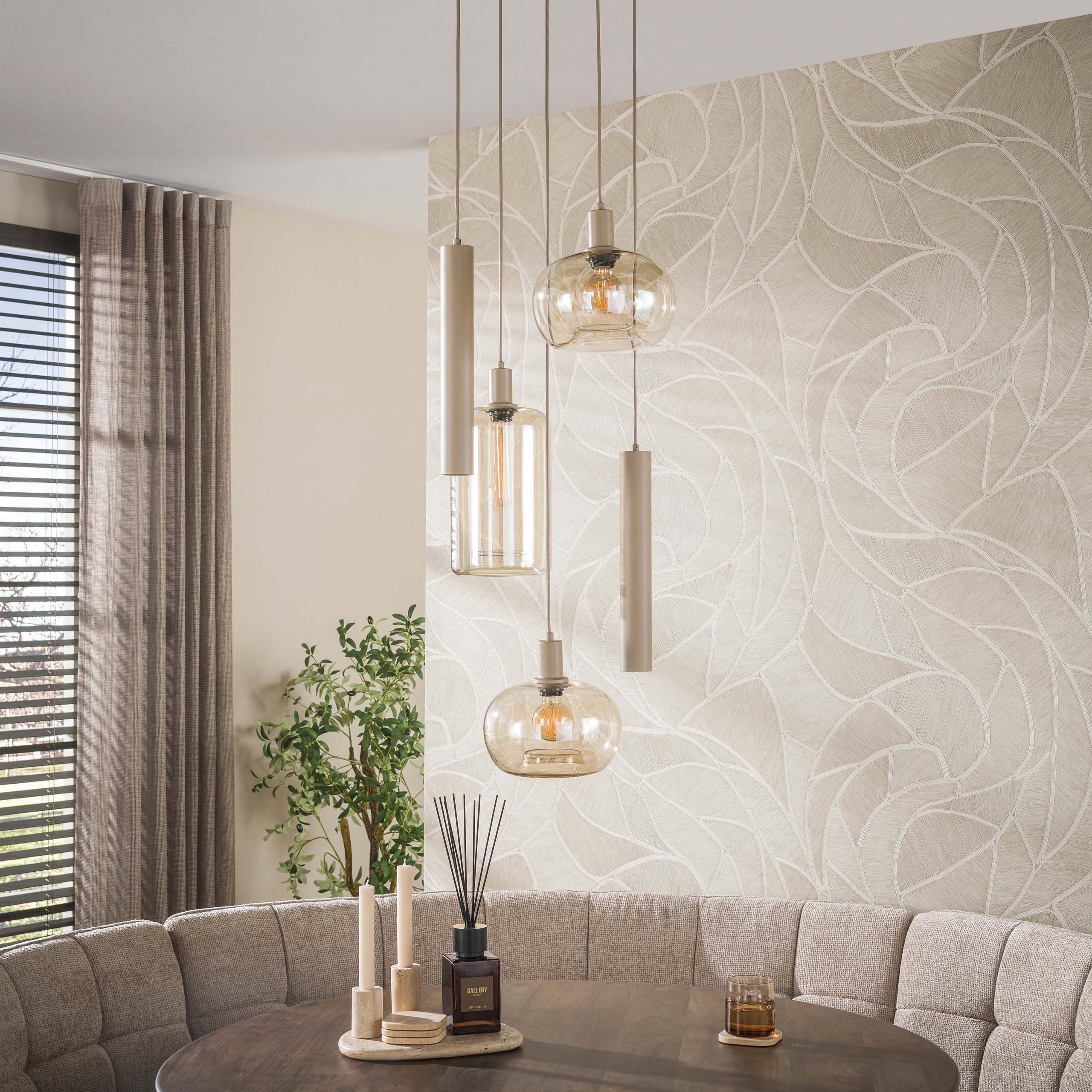 Lámpara colgante Serene escalonada 5 luces / Beige - Zijlstra