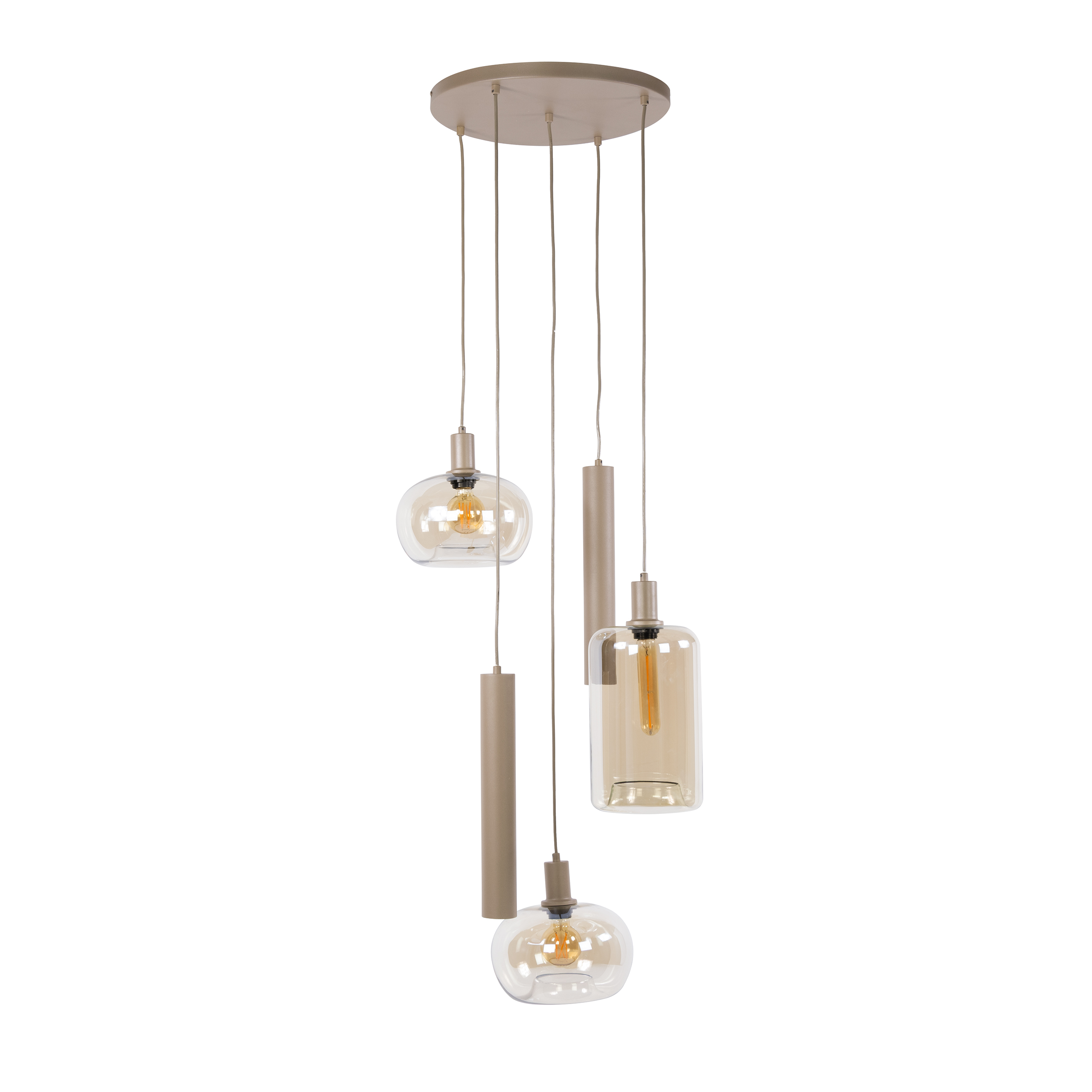 Lámpara colgante Serene escalonada 5 luces / Beige - Zijlstra