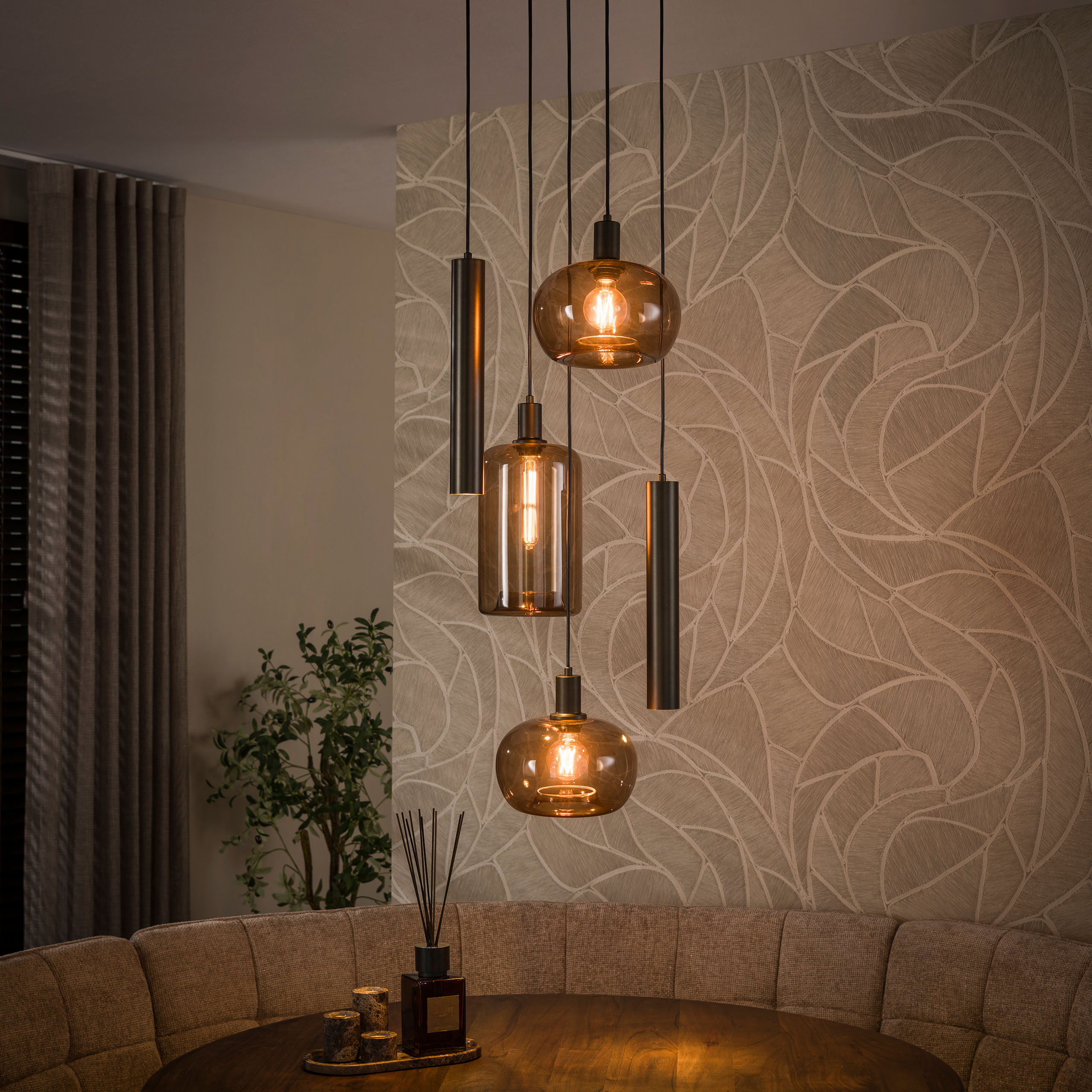 Lámpara colgante Serene getrapt 5 luces en Sienna marrón (Sienna bruin) - Emmo Design