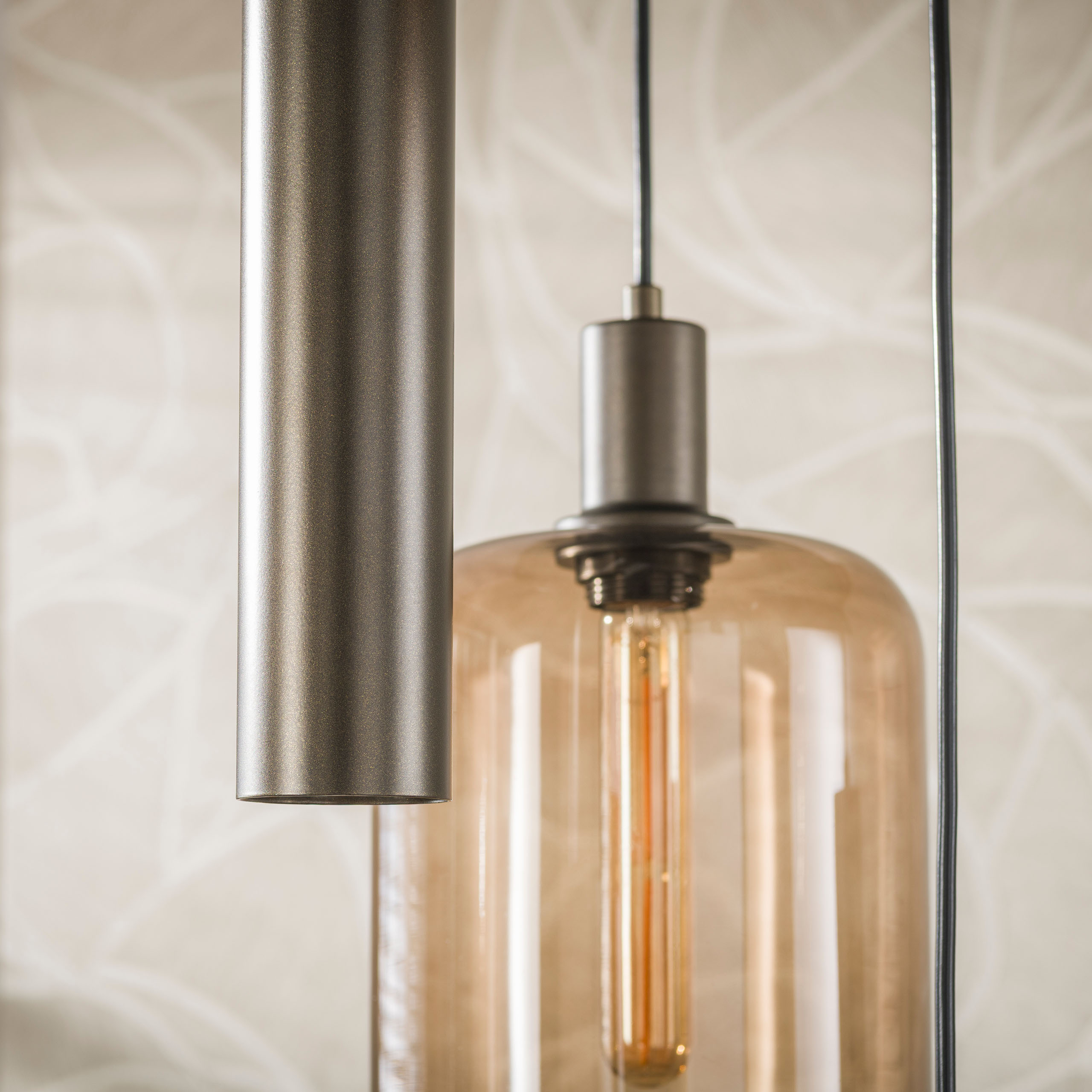 Lámpara colgante Serene escalonada de 5 luces / marrón Sienna - Zijlstra