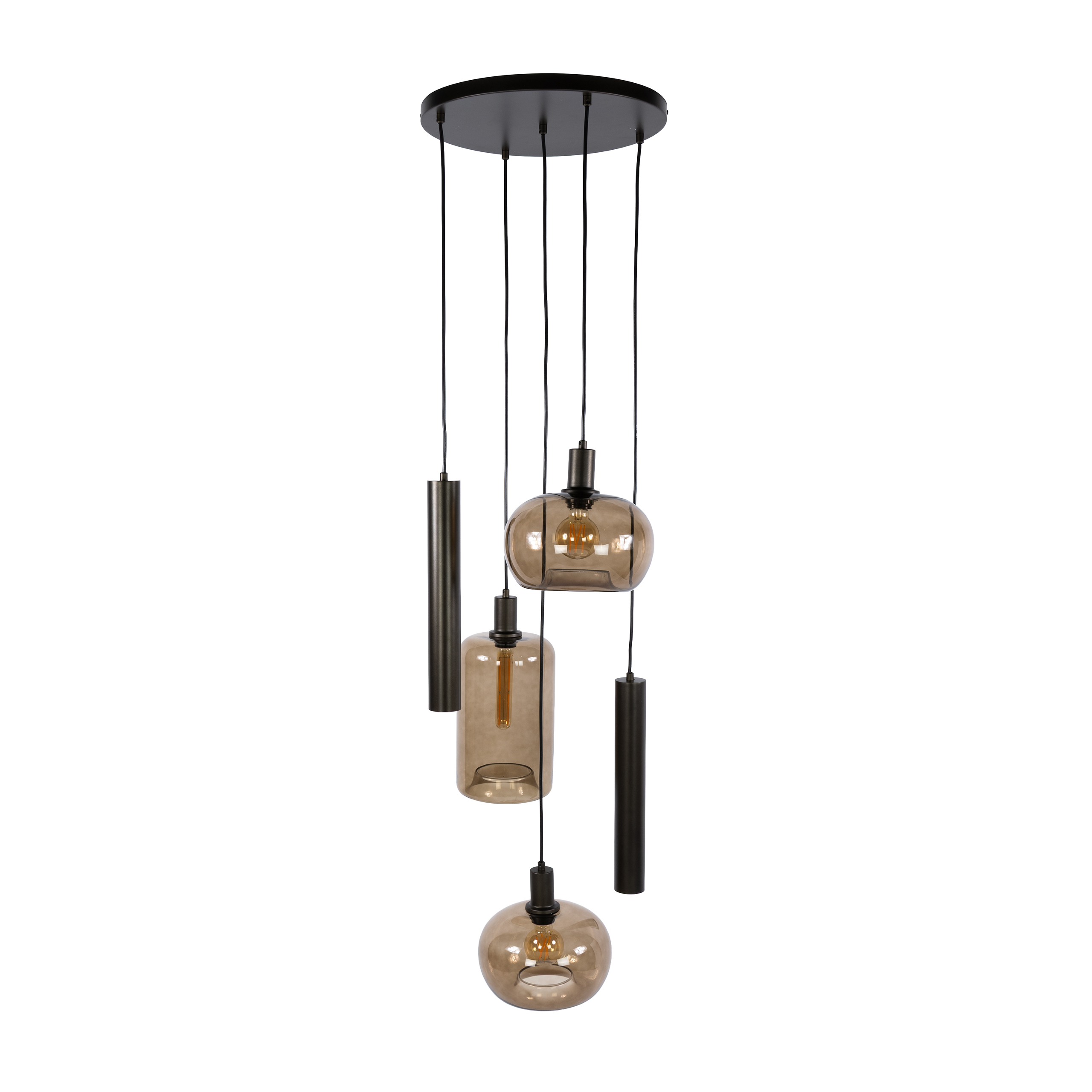 Lámpara colgante Serene escalonada de 5 luces / marrón Sienna - Zijlstra