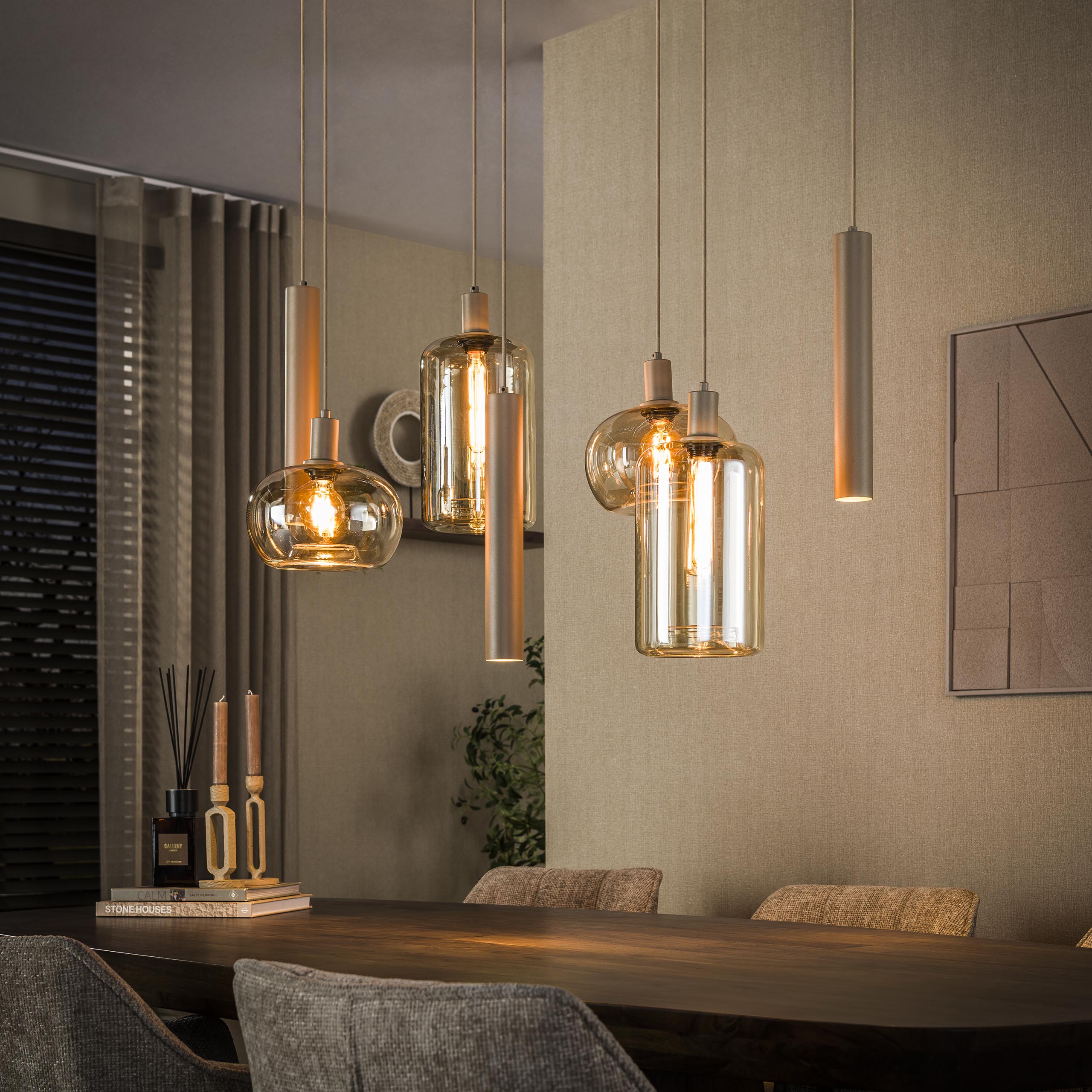 Hanglamp Serene 4+3-lichts / Beige - Zijlstra