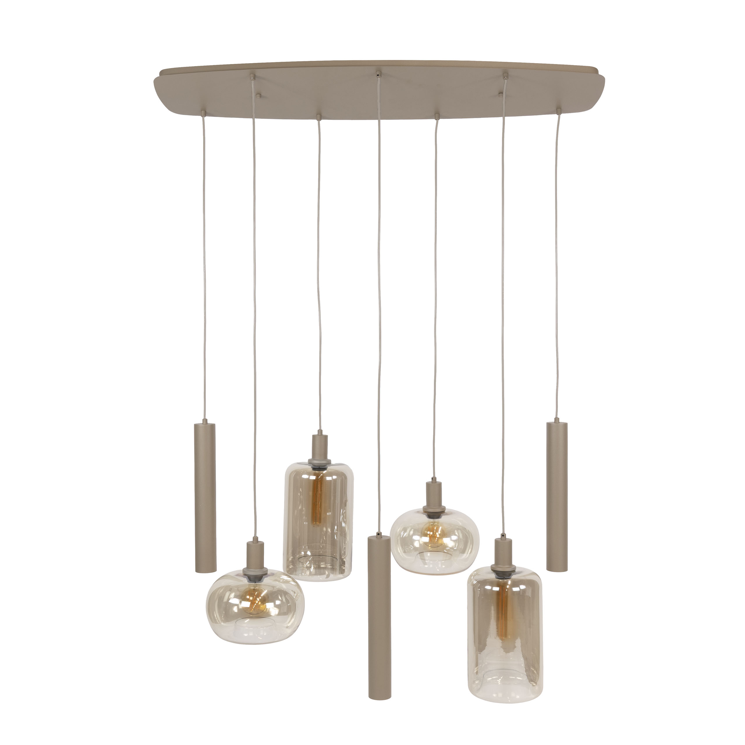 Pendant light Serene 4+3-light / Beige - Zijlstra