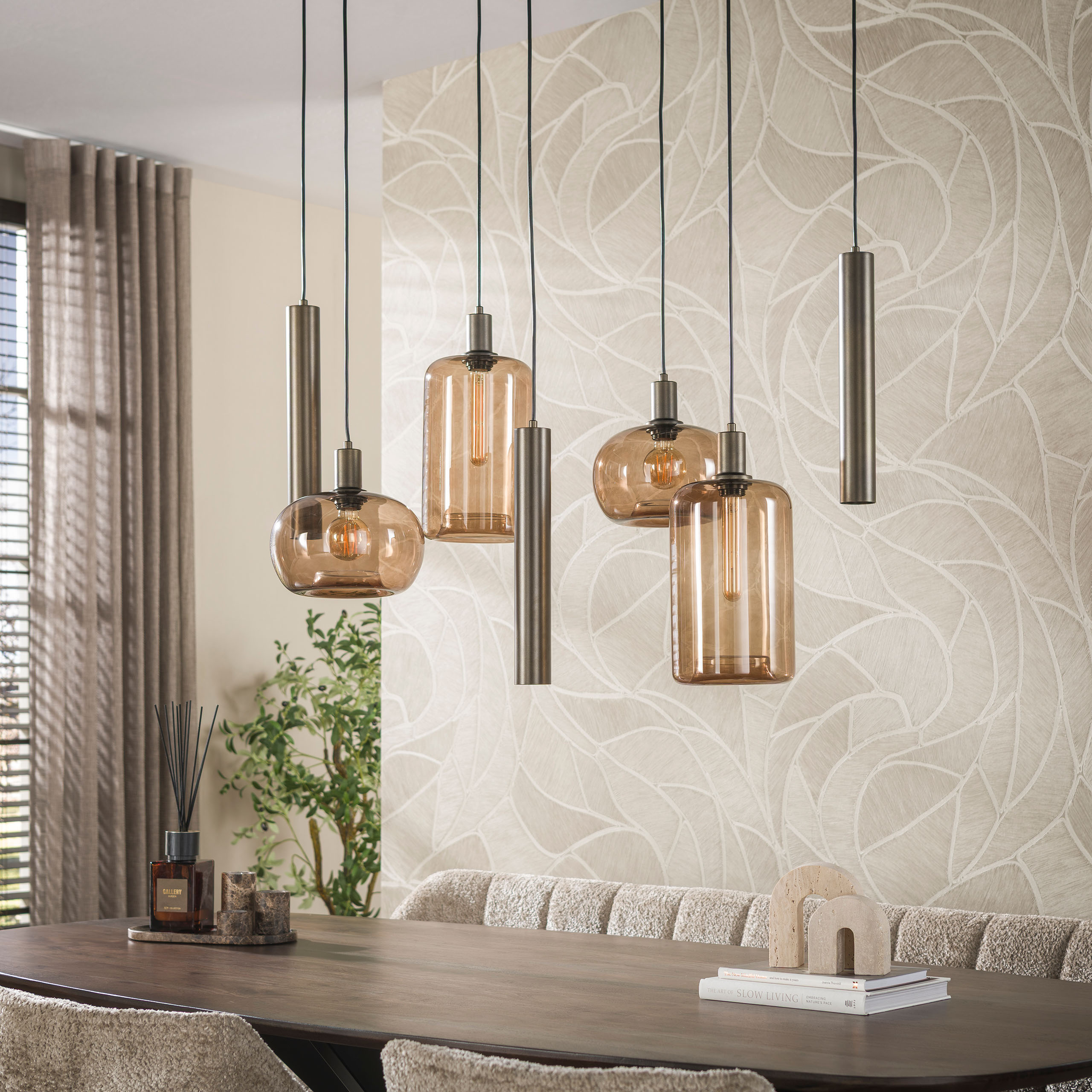 Lámpara colgante Serene de 4+3 luces / marrón Sienna - Zijlstra