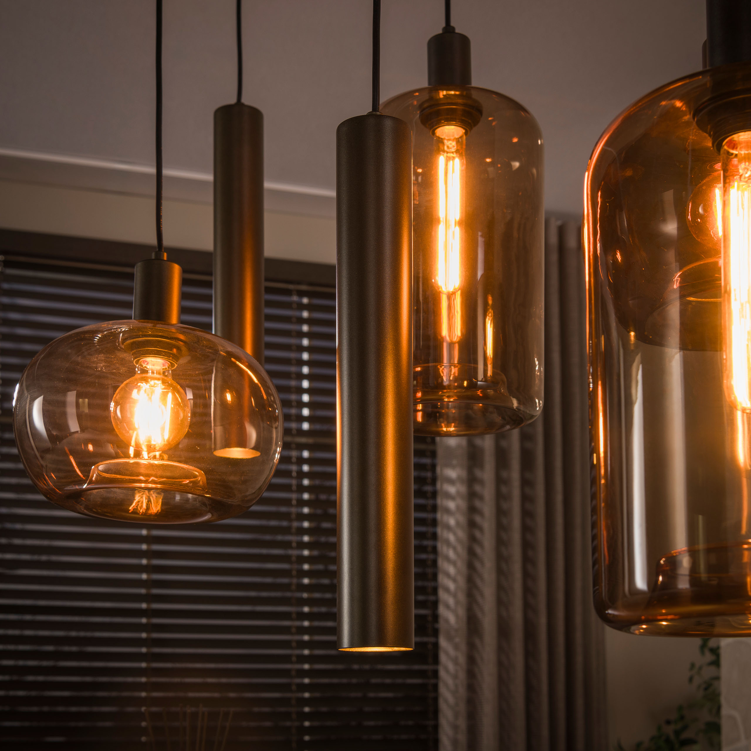 Lámpara colgante Serene de 4+3 luces / marrón Sienna - Zijlstra