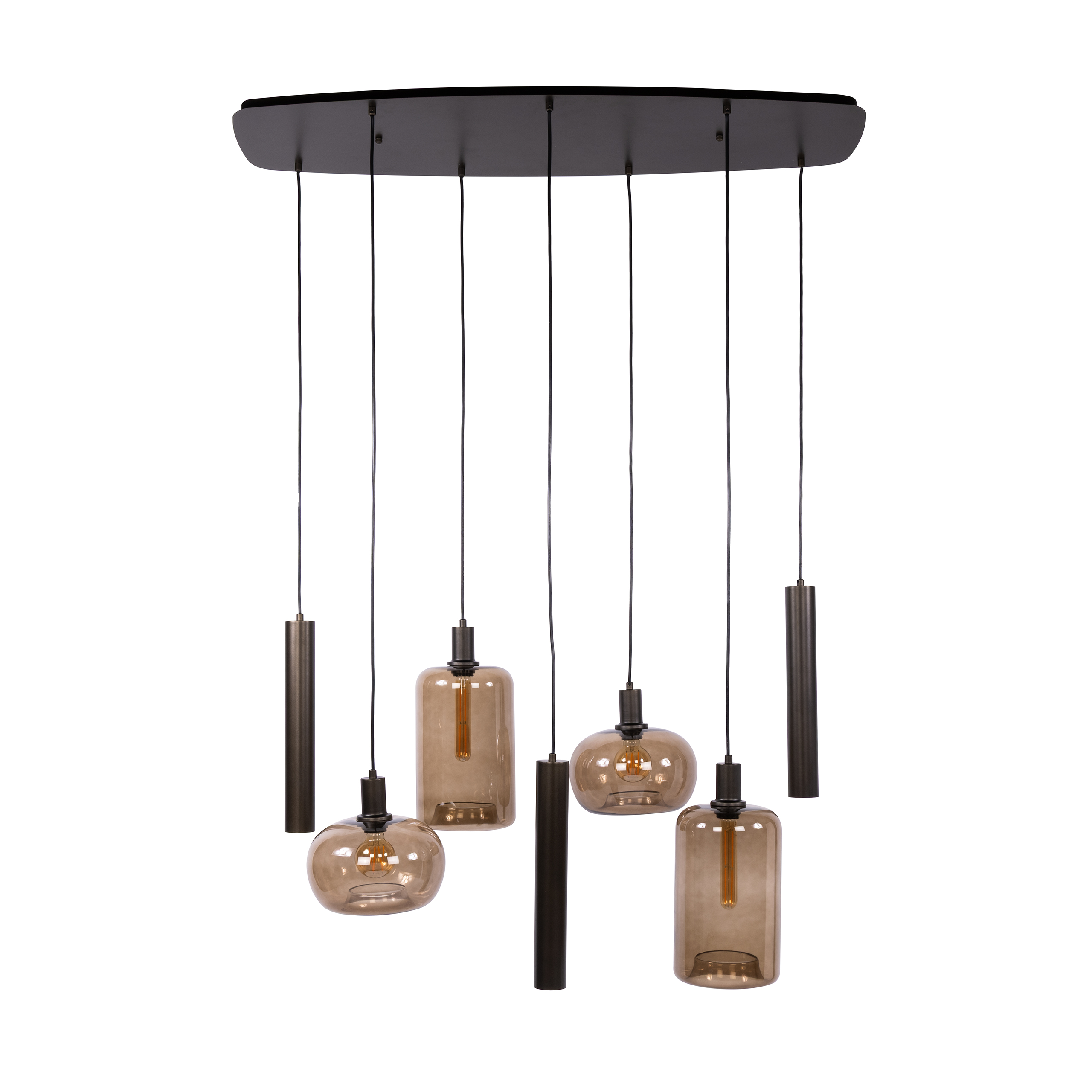 Lámpara colgante Serene de 4+3 luces / marrón Sienna - Zijlstra