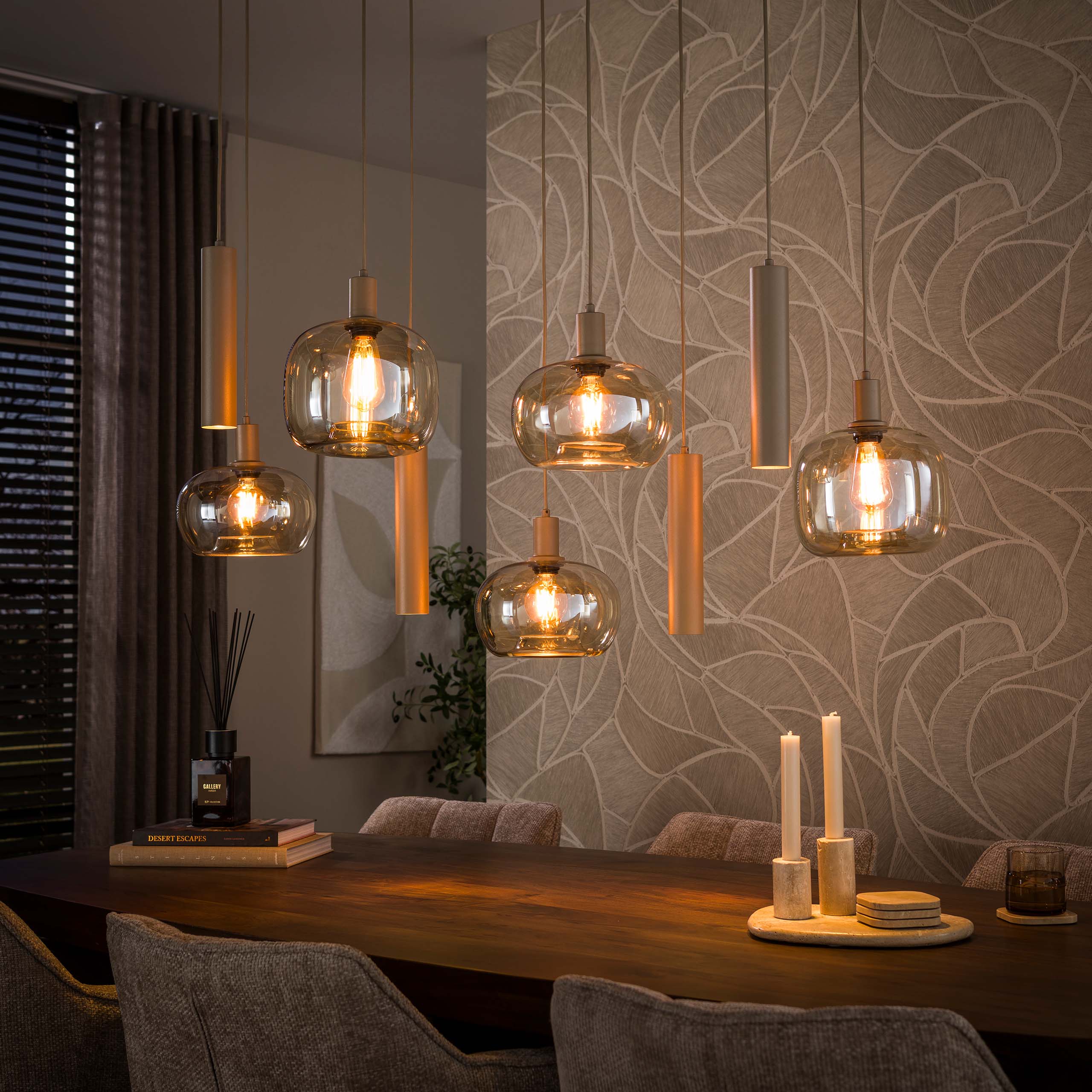 Hanglamp Serene 5+4-lichts / Beige - Zijlstra