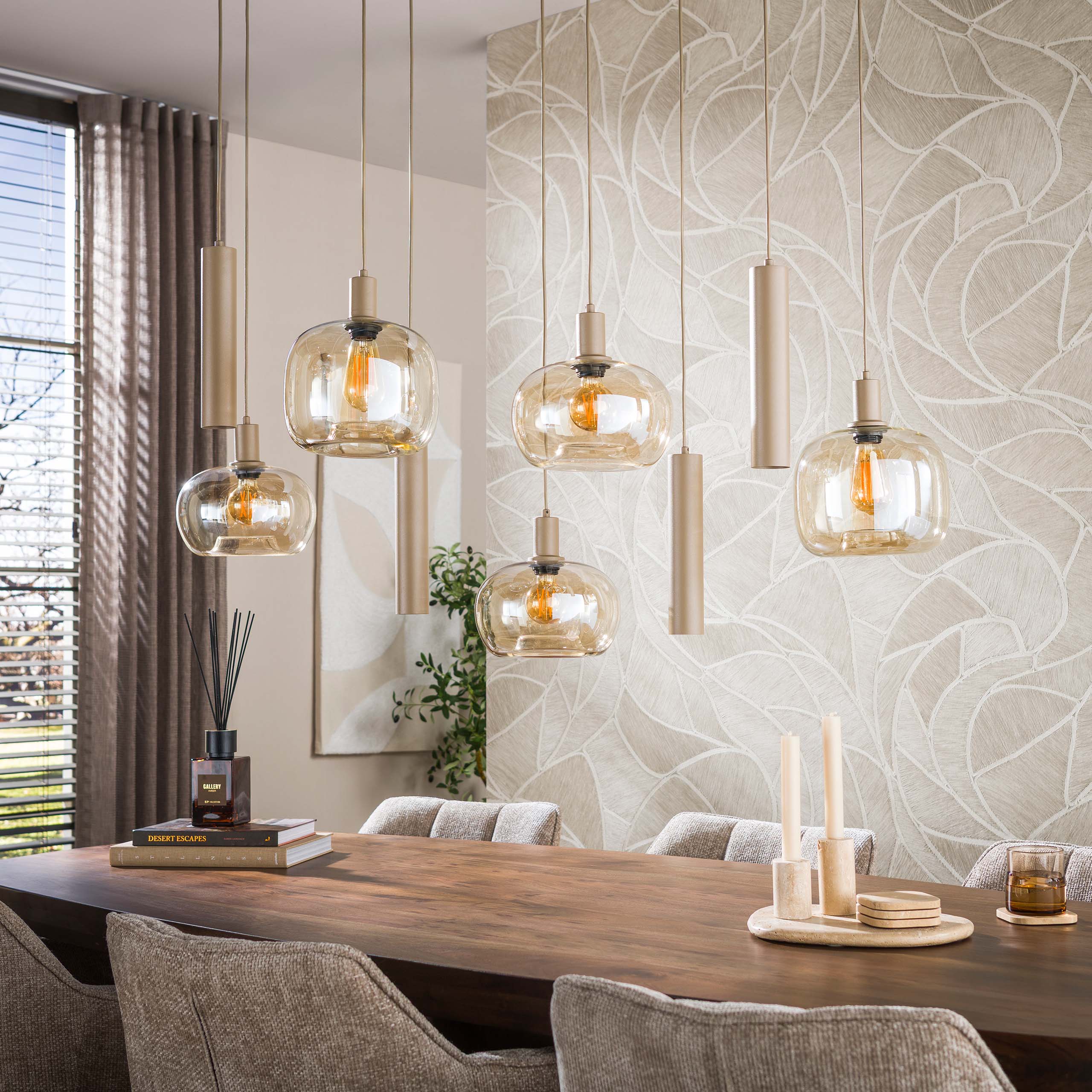 Hanglamp Serene 5+4-lichts / Beige - Zijlstra