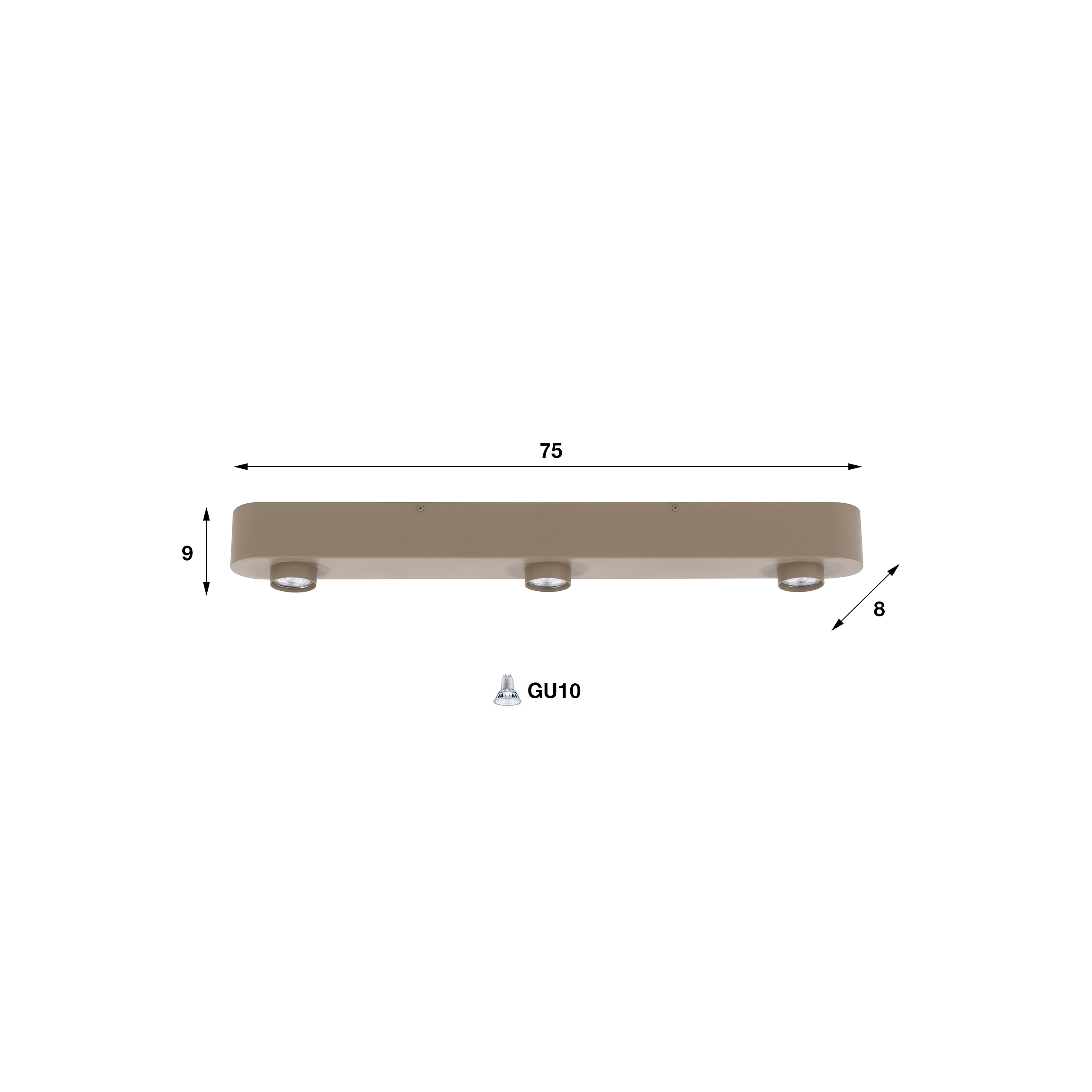 Plafondlamp Bar 3-lichts / Beige - Zijlstra