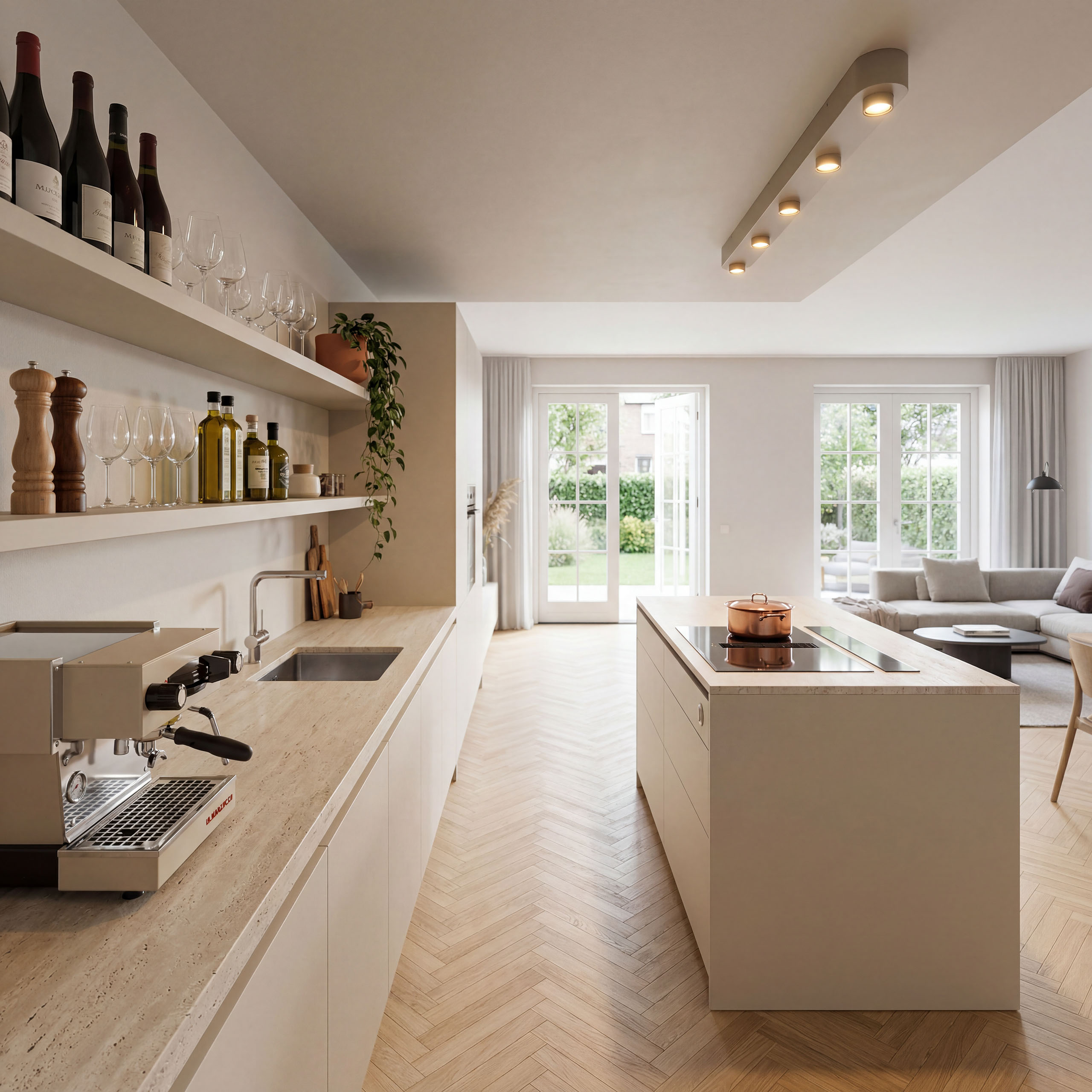 Plafondlamp Bar 5-lichts / Beige - Zijlstra