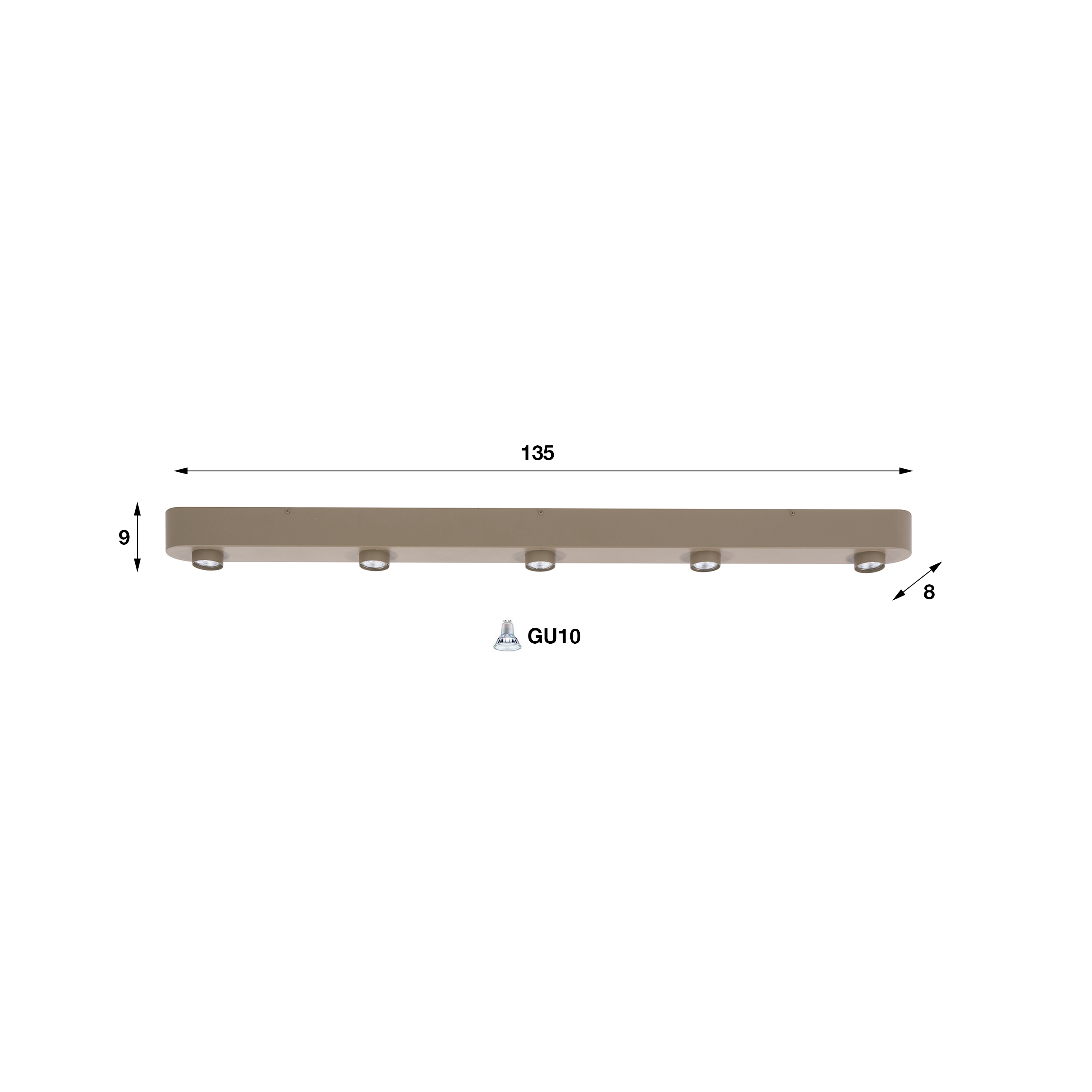 Deckenleuchte Bar 5-flammig in Beige - Emmo Design