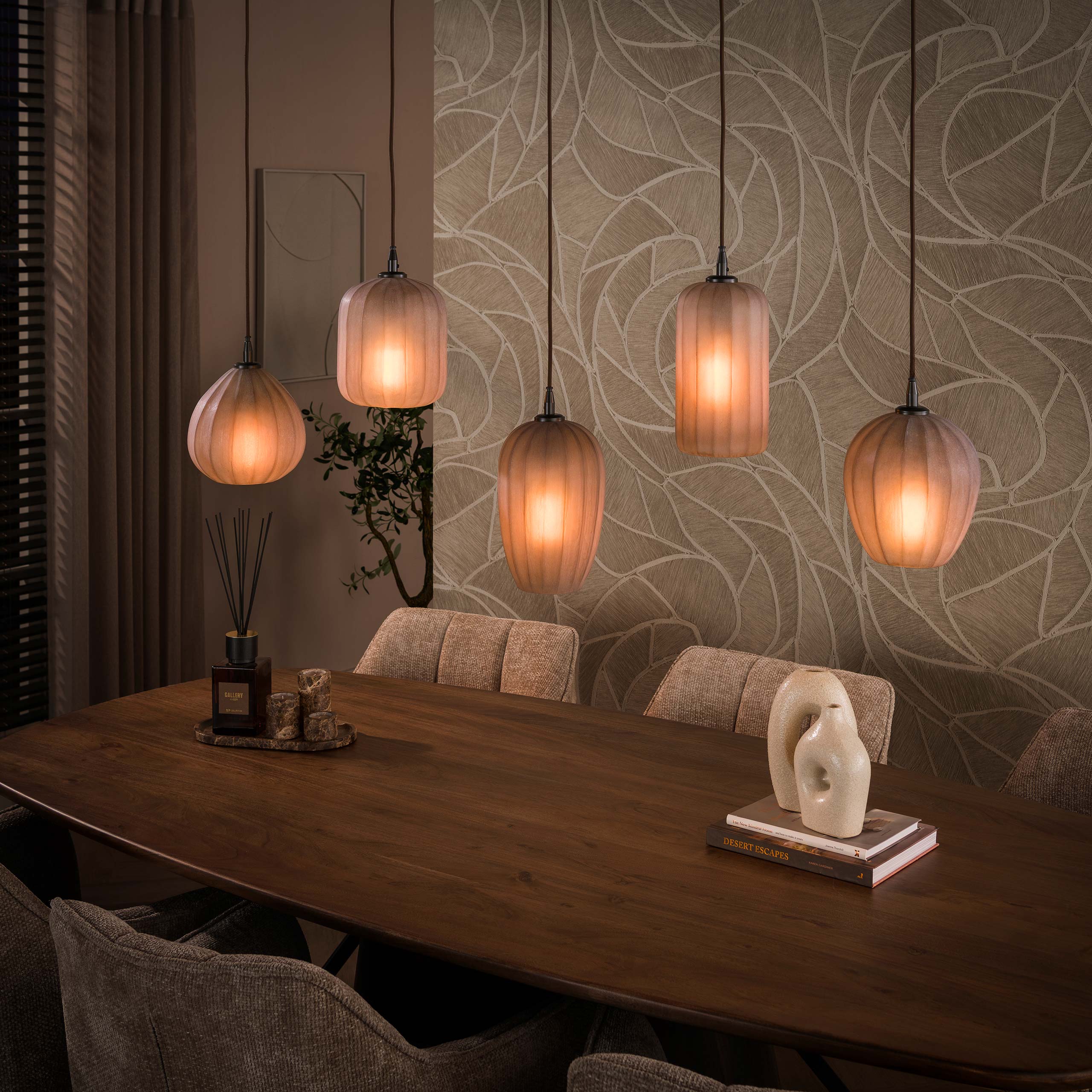 Hanglamp Altura 5-lichts / Sienna bruin-frosted - Zijlstra