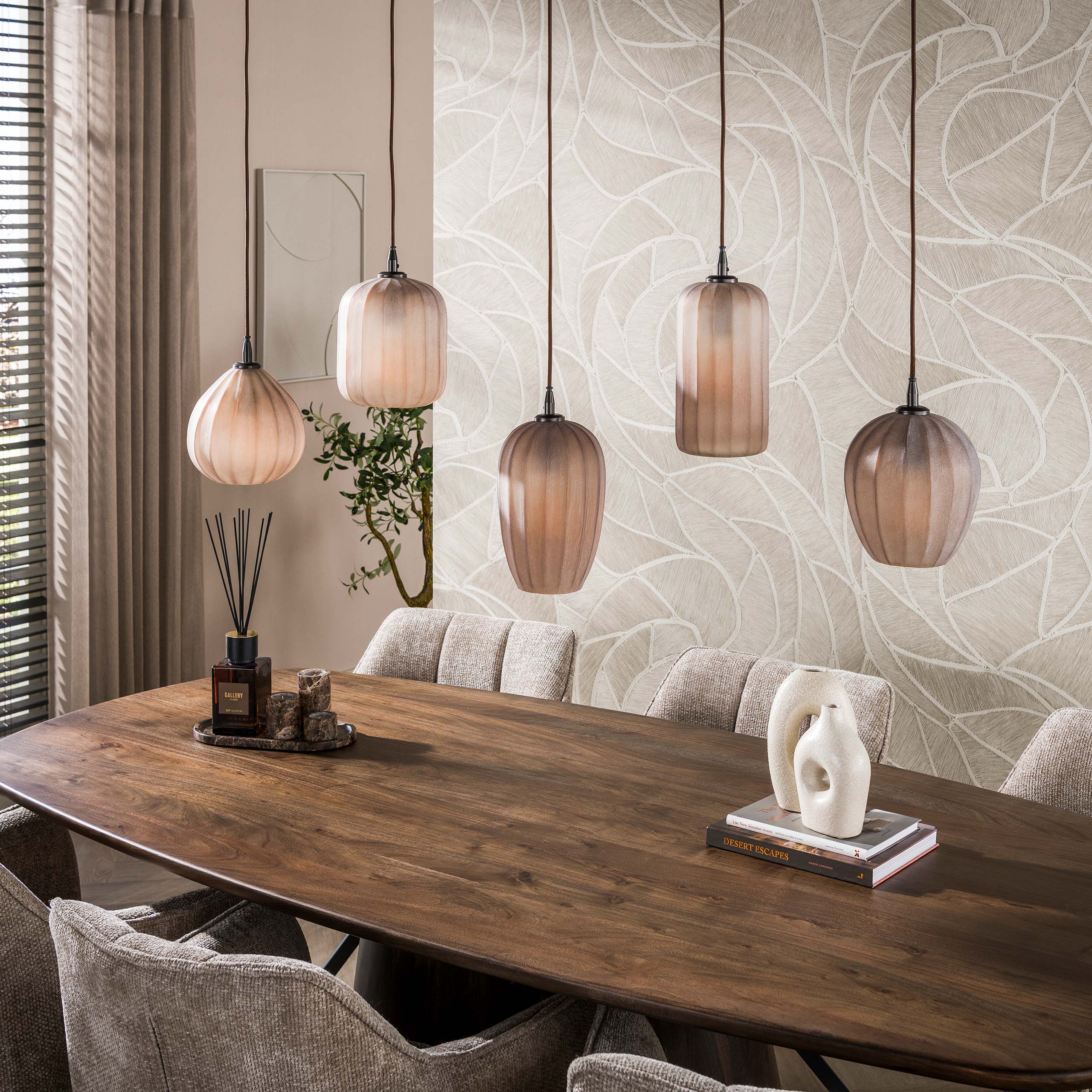 Hanglamp Altura 5-lichts / Sienna bruin-frosted - Zijlstra