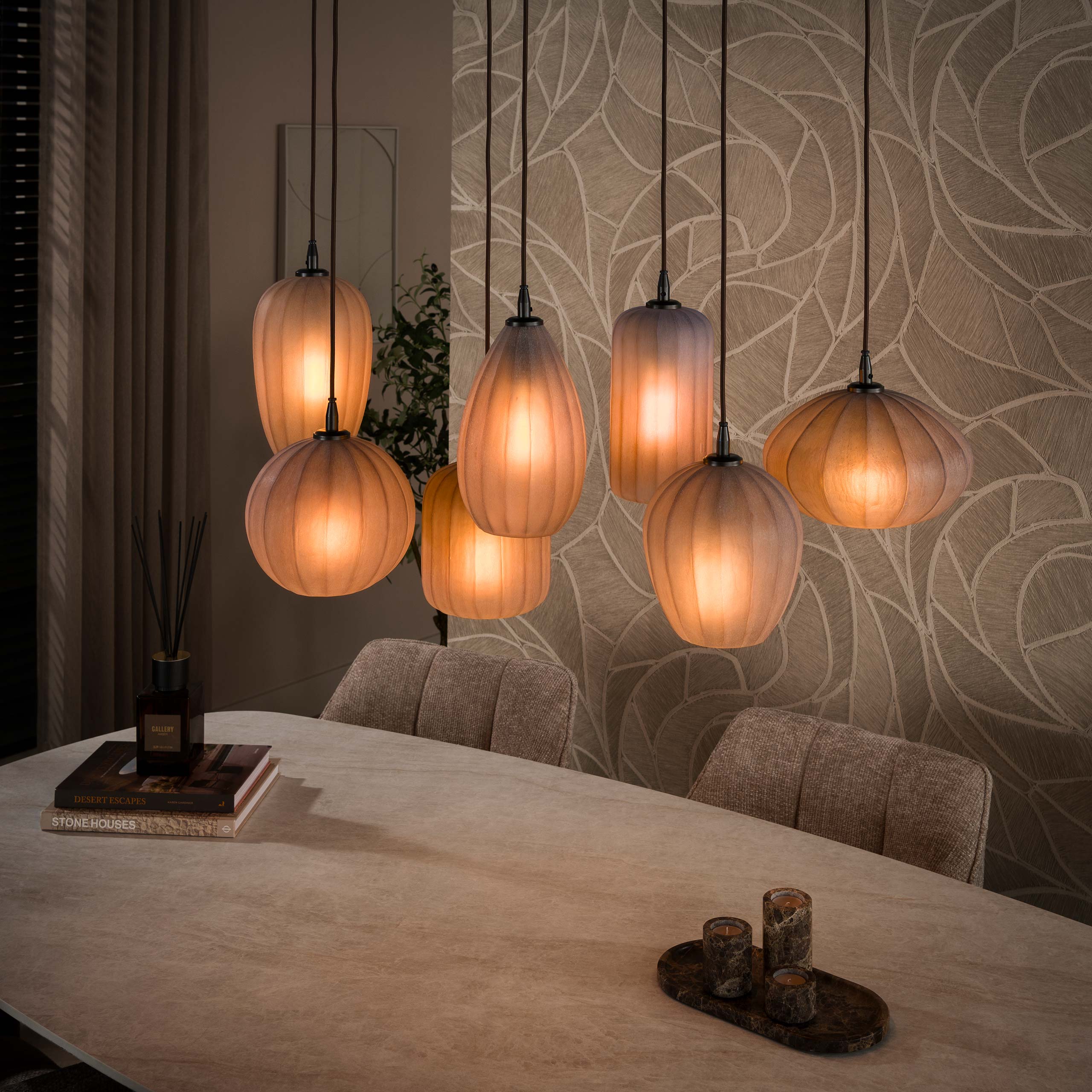 Hanglamp Altura 4+3-lichts / Sienna bruin-frosted - Zijlstra