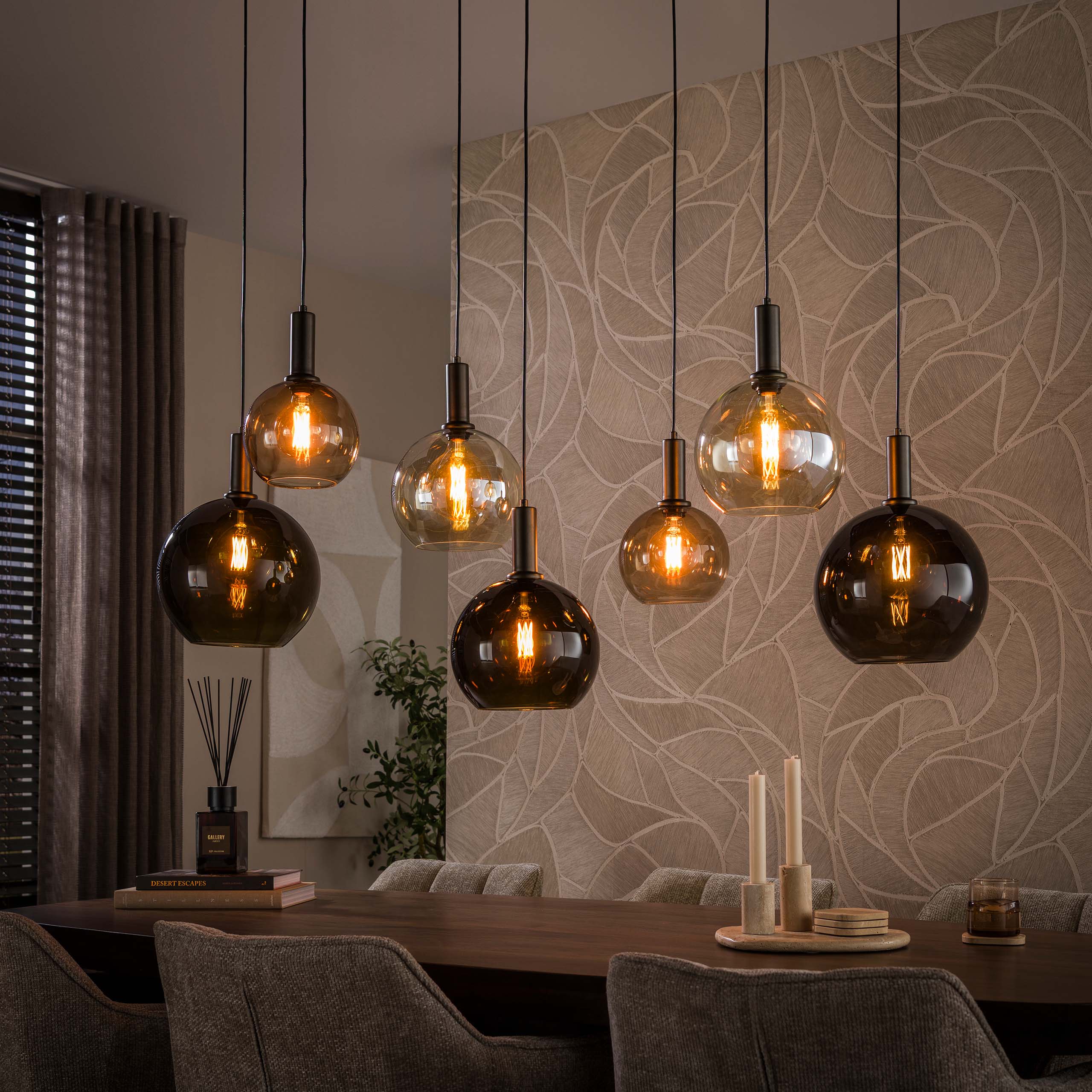 Hanglamp Moka 4+3-lichts / Multi bruin - Zijlstra