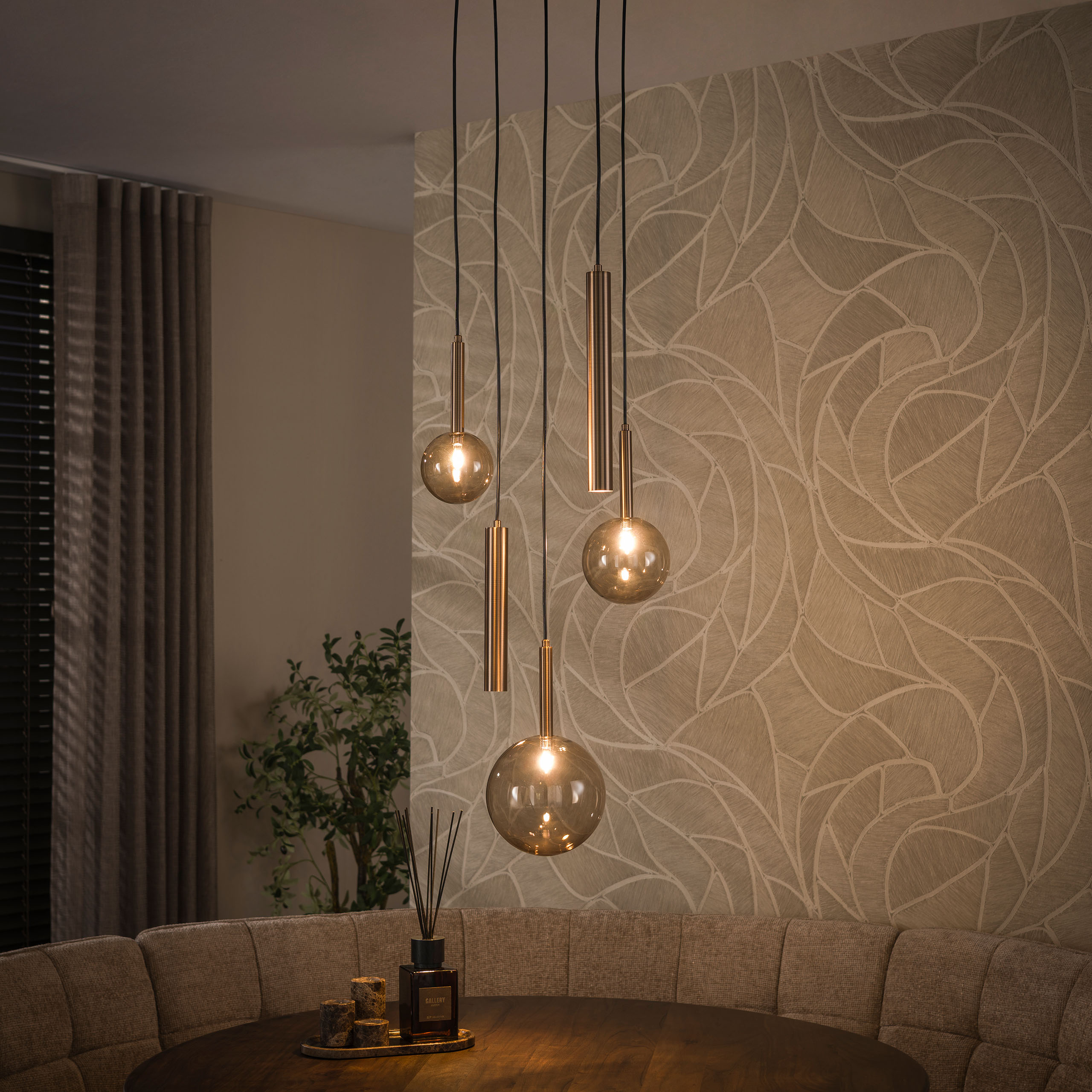 Pendant lamp Lustra getrapt 5-light in bronze plated (Brons plated) - Emmo Design