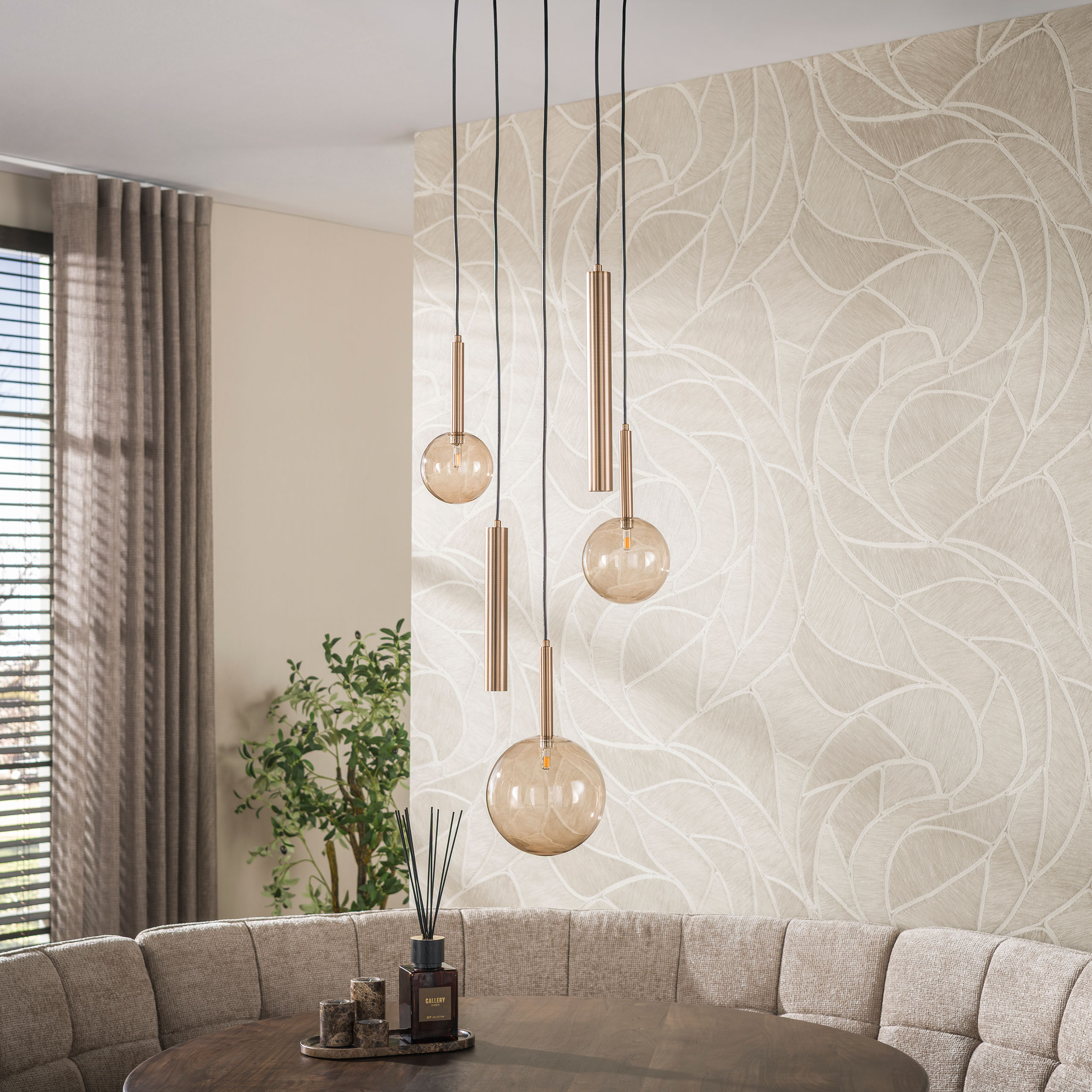 Pendelleuchte Lustra getrapt 5-flammig in Bronze beschichtet (Brons plated) - Emmo Design