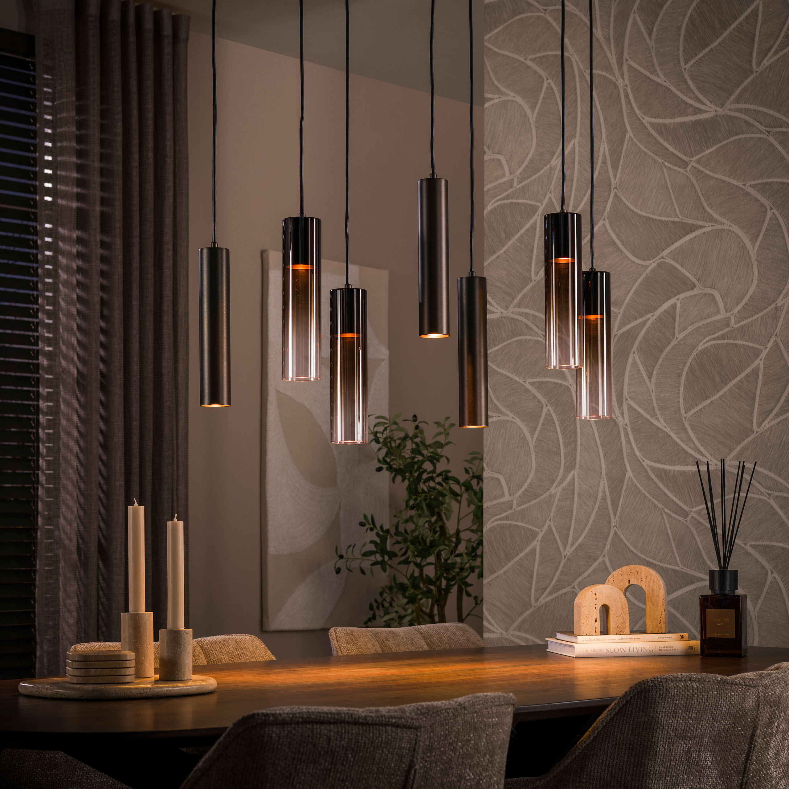 Hanglamp Lungo 4+3-lichts / Sienna bruin - Zijlstra