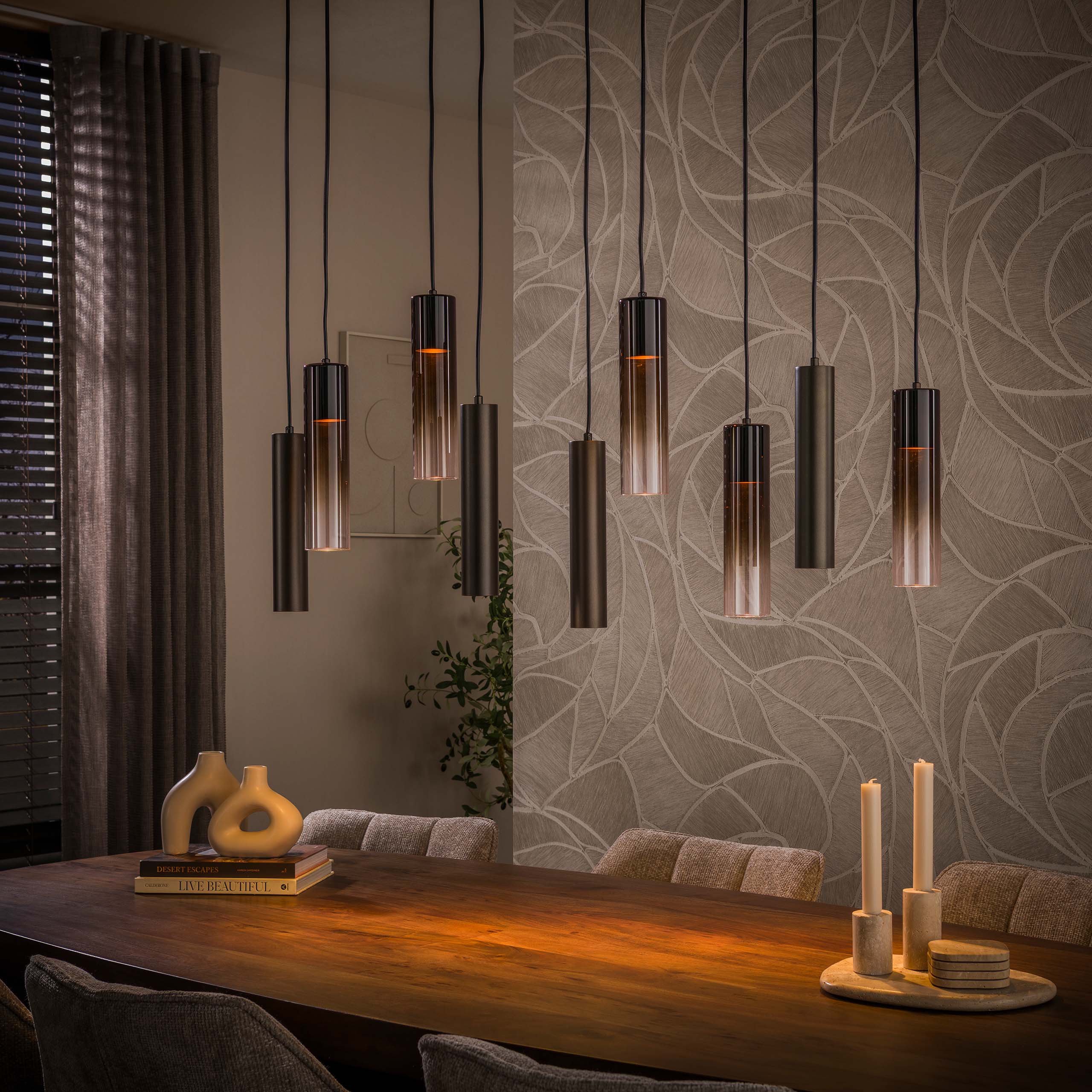 Hanglamp Lungo 5+4-lichts / Sienna bruin - Zijlstra
