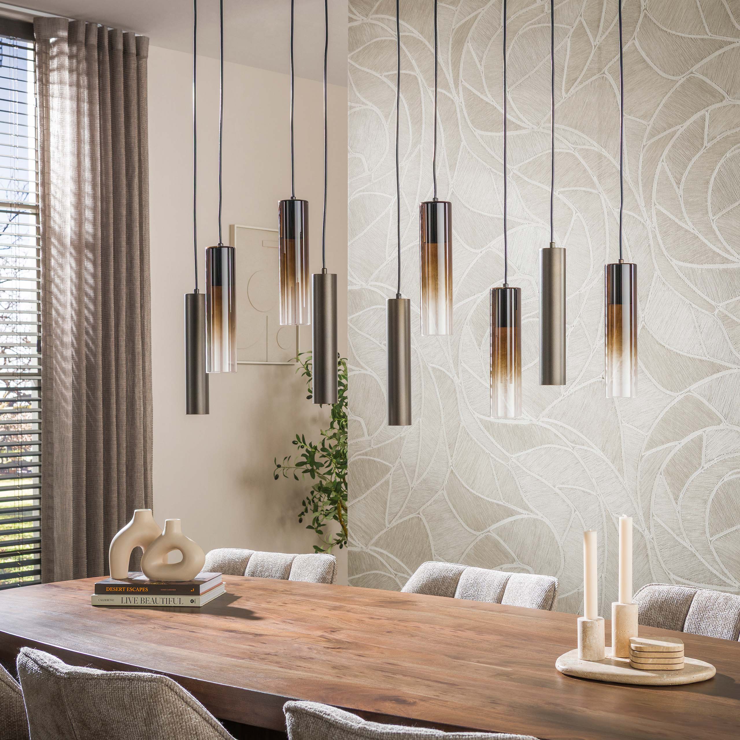 Hanglamp Lungo 5+4-lichts / Sienna bruin - Zijlstra