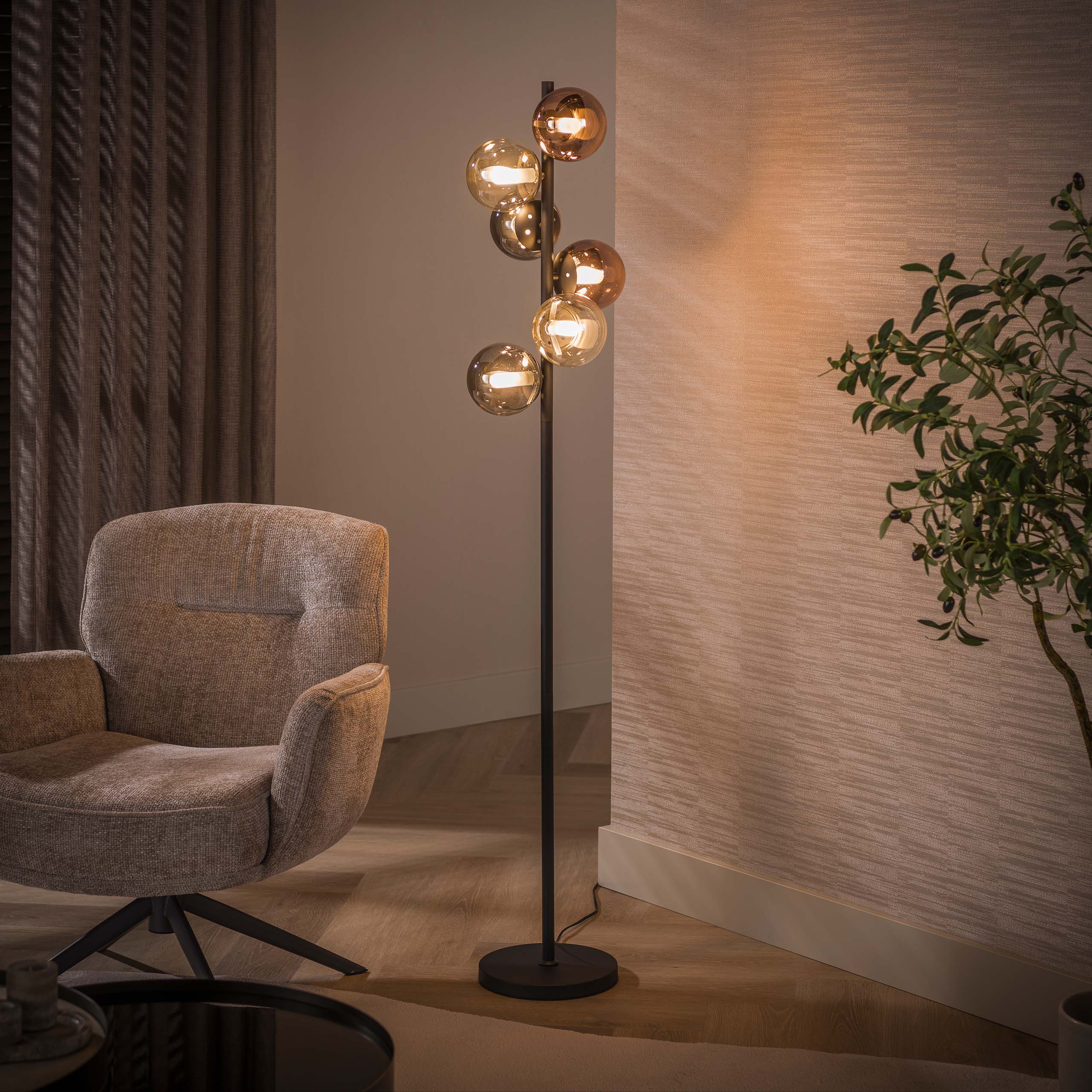 Vloerlamp Orb 6-lichts / Zwart - Zijlstra