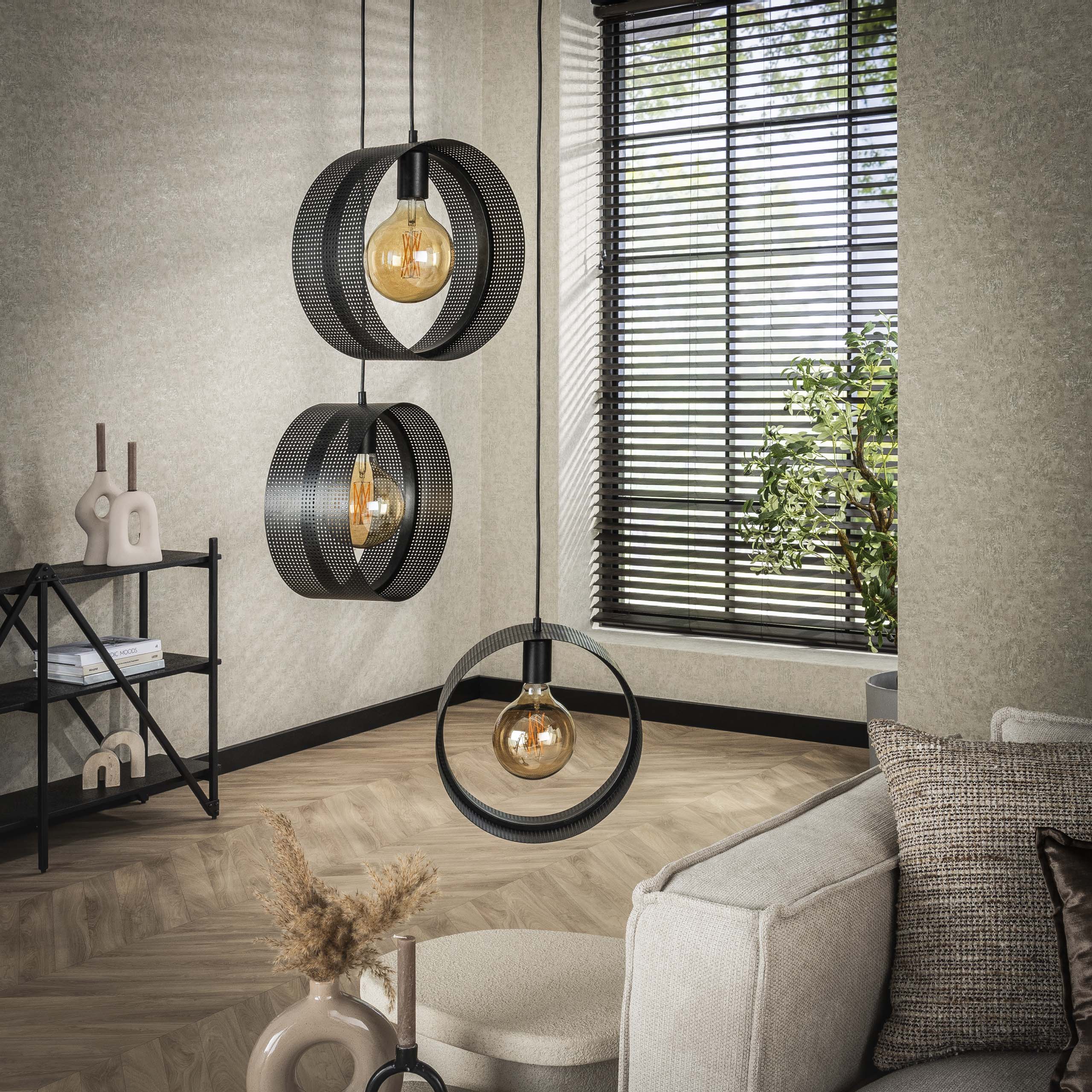 Hanglamp Ring mesh getrapt 3-lichts / Charcoal - Zijlstra
